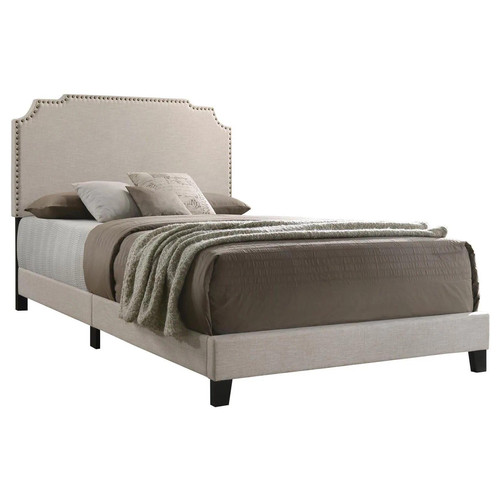 Tamarac Beige Upholstered Nailhead Full Bed - Image 2
