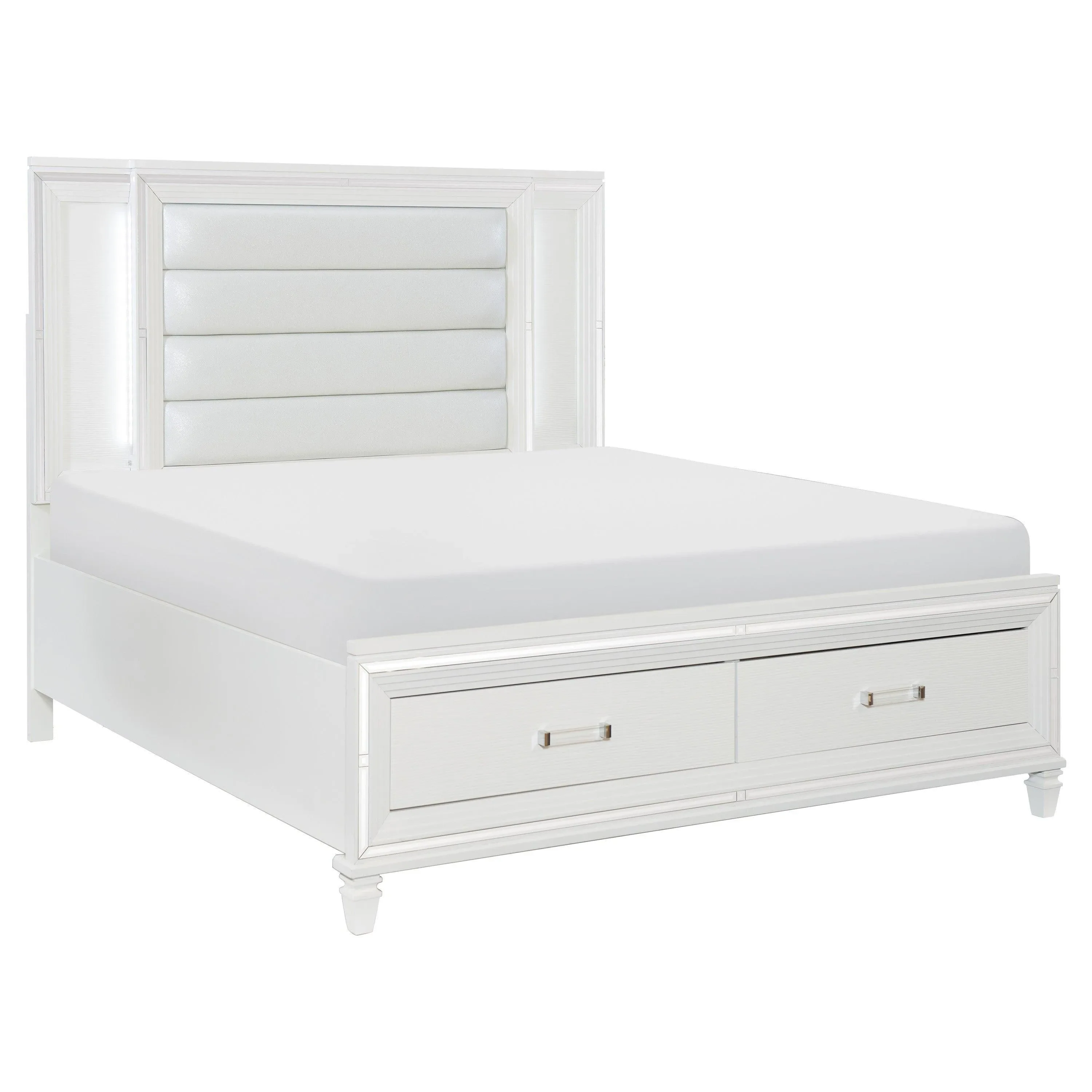 Tamsin White King LED Upholstered Storage Platform Bed - Image 3