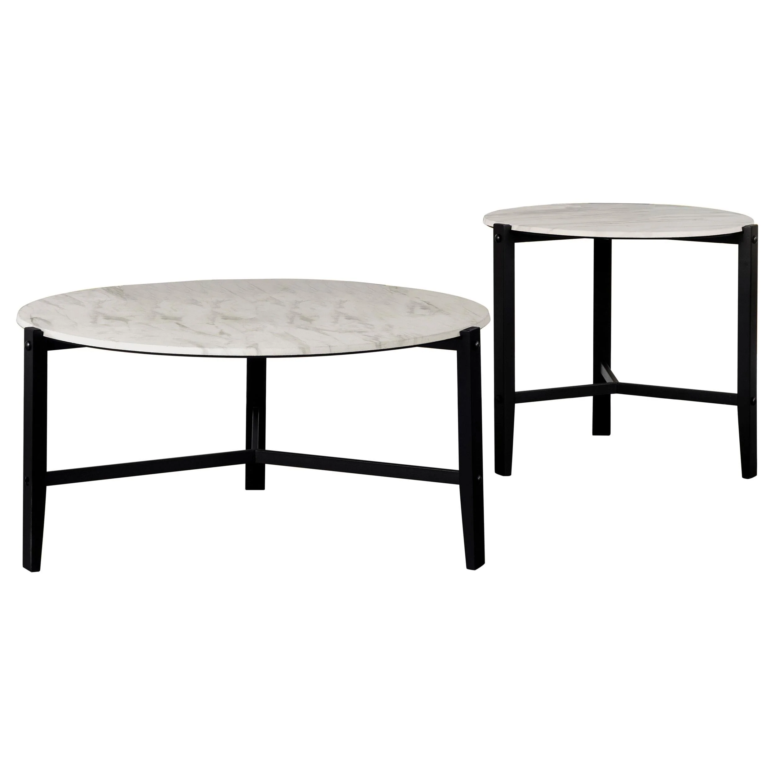 Tandi White 2-Piece Faux Marble Coffee and End Table Set - Image 2