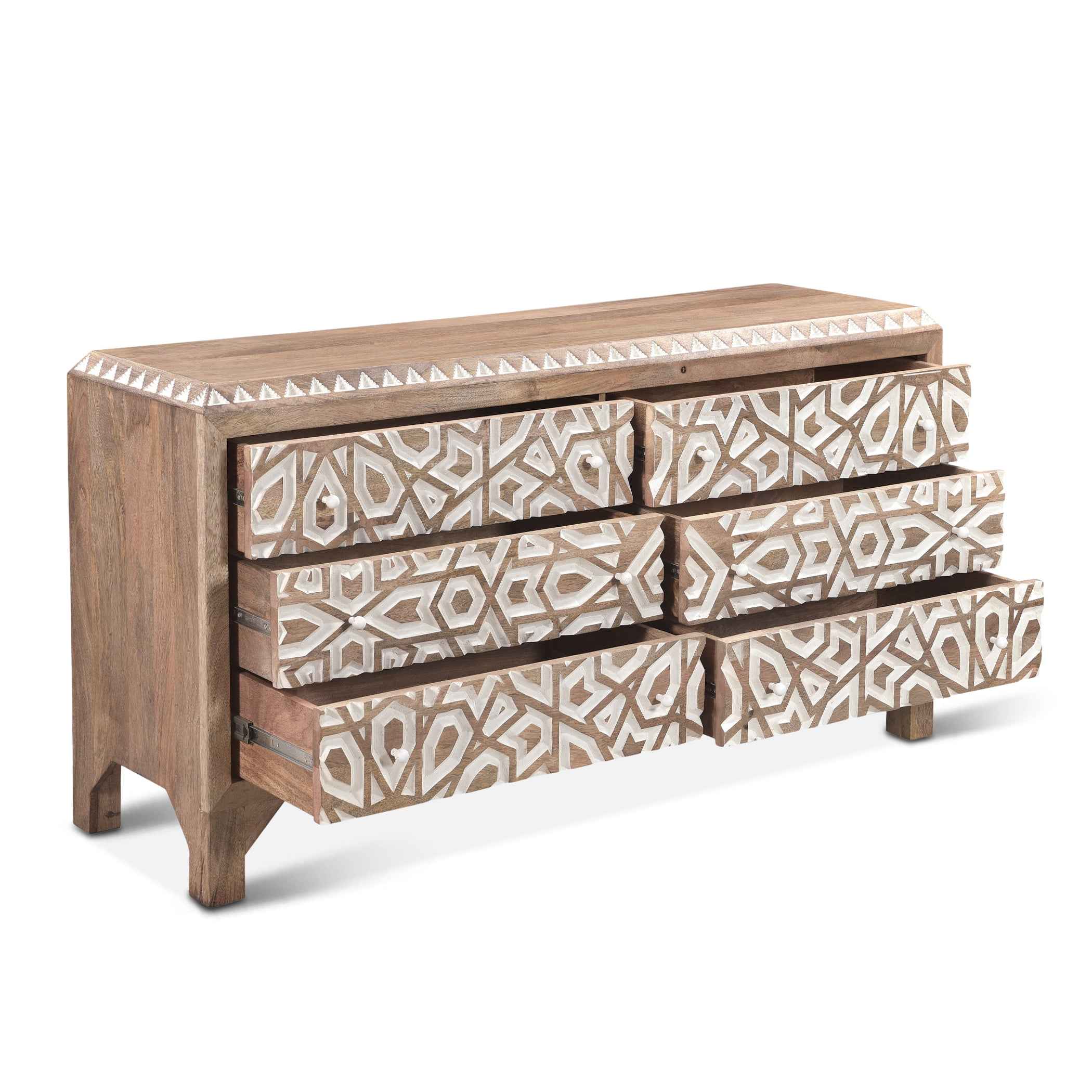 Tangiers 61" Six Drawer Dresser in Carved Natural White - Image 3