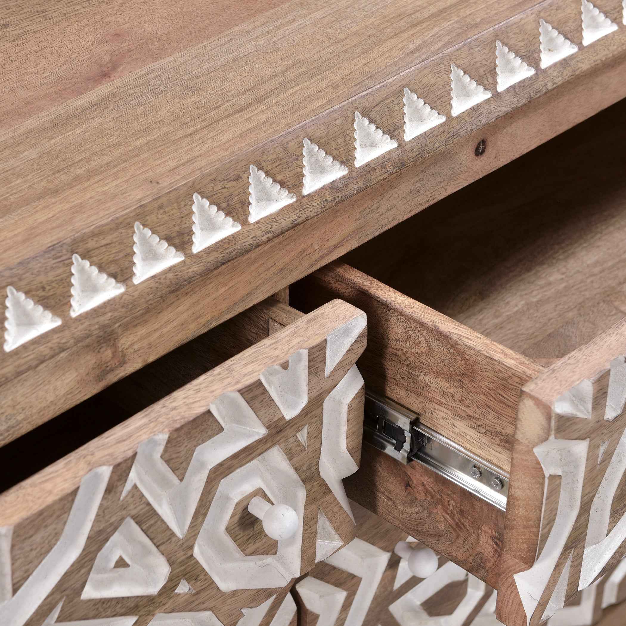 Tangiers 61" Six Drawer Dresser in Carved Natural White - Image 4