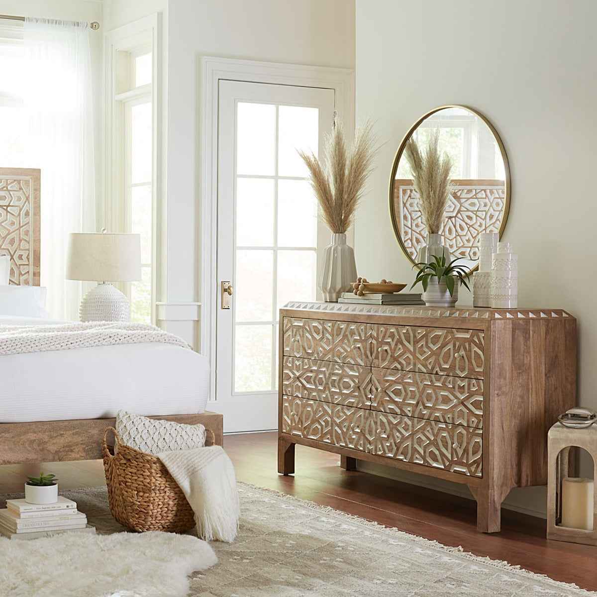 Tangiers 61" Six Drawer Dresser in Carved Natural White - Image 5