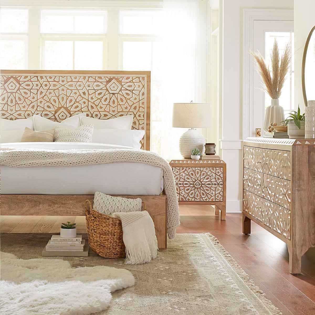 Tangiers 61" Six Drawer Dresser in Carved Natural White - Image 6