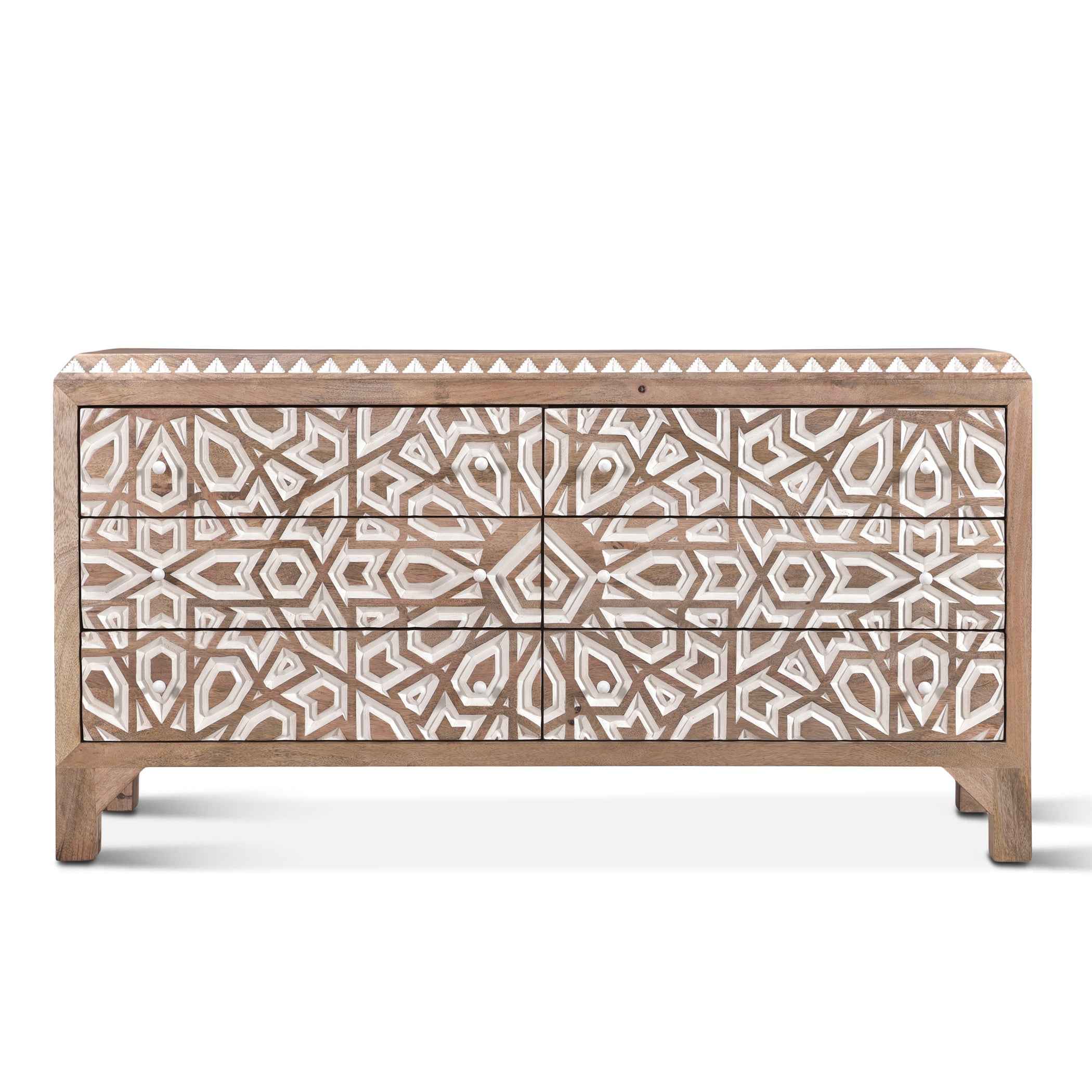 Tangiers 61" Six Drawer Dresser in Carved Natural White - Image 7