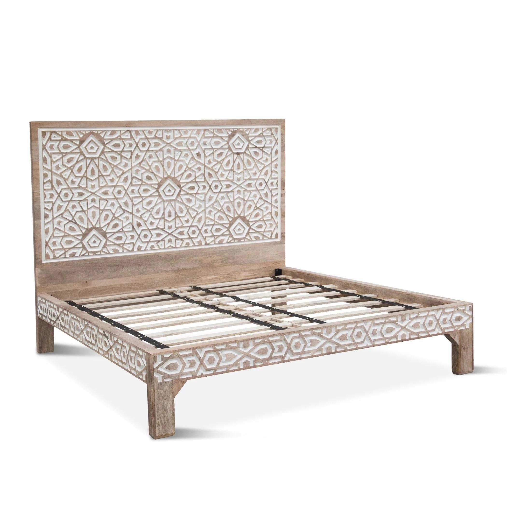 Tangiers King Bed in Carved Natural White