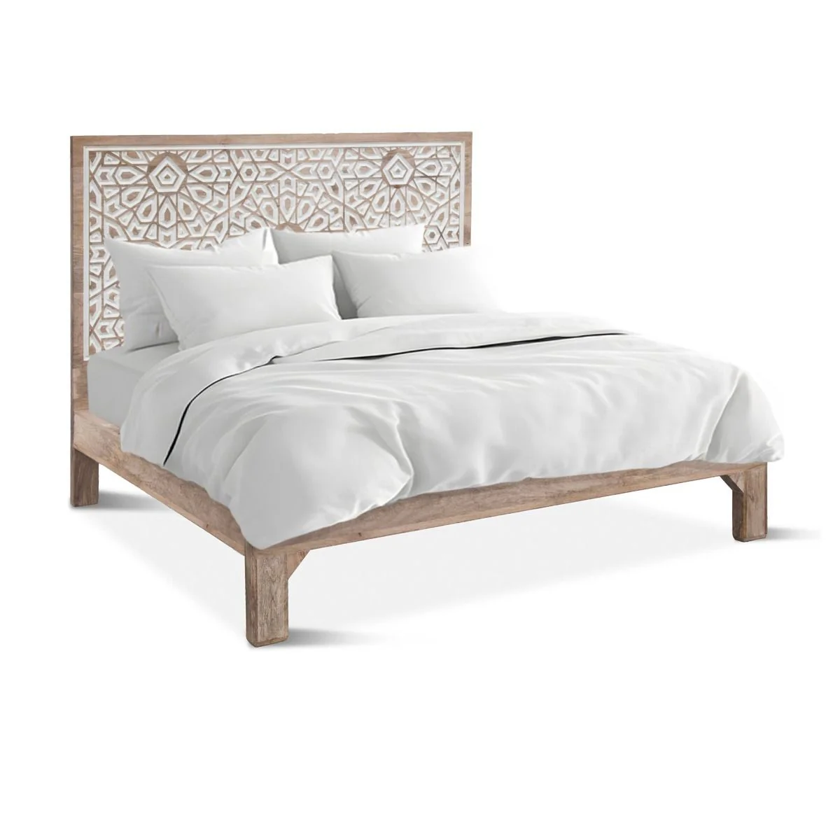 Tangiers King Bed in Carved Natural White - Image 8