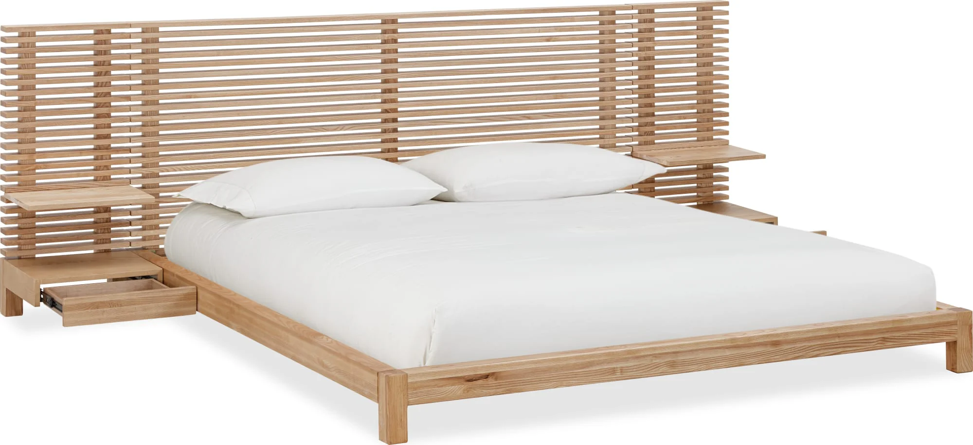 Tanner Flaxen Queen Solid Ash Wall Bed with Integrated Nightstands - Image 5