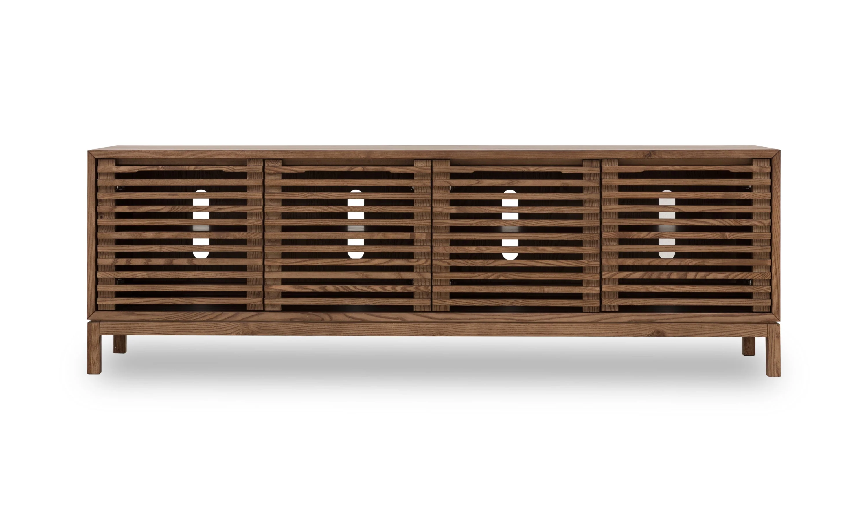 Tanner Four Door Solid Ash Media Console in Roux - Image 2