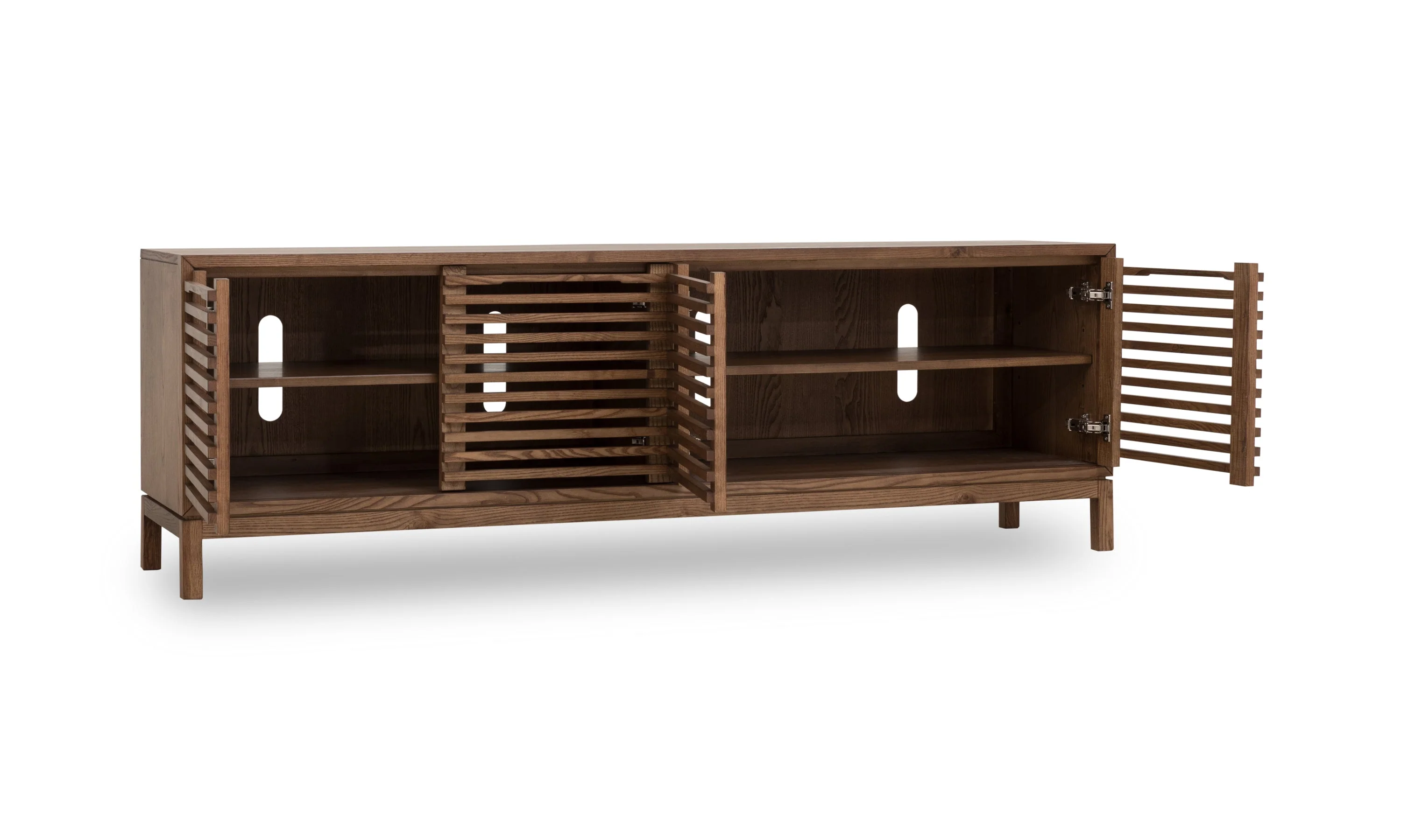 Tanner Four Door Solid Ash Media Console in Roux - Image 4