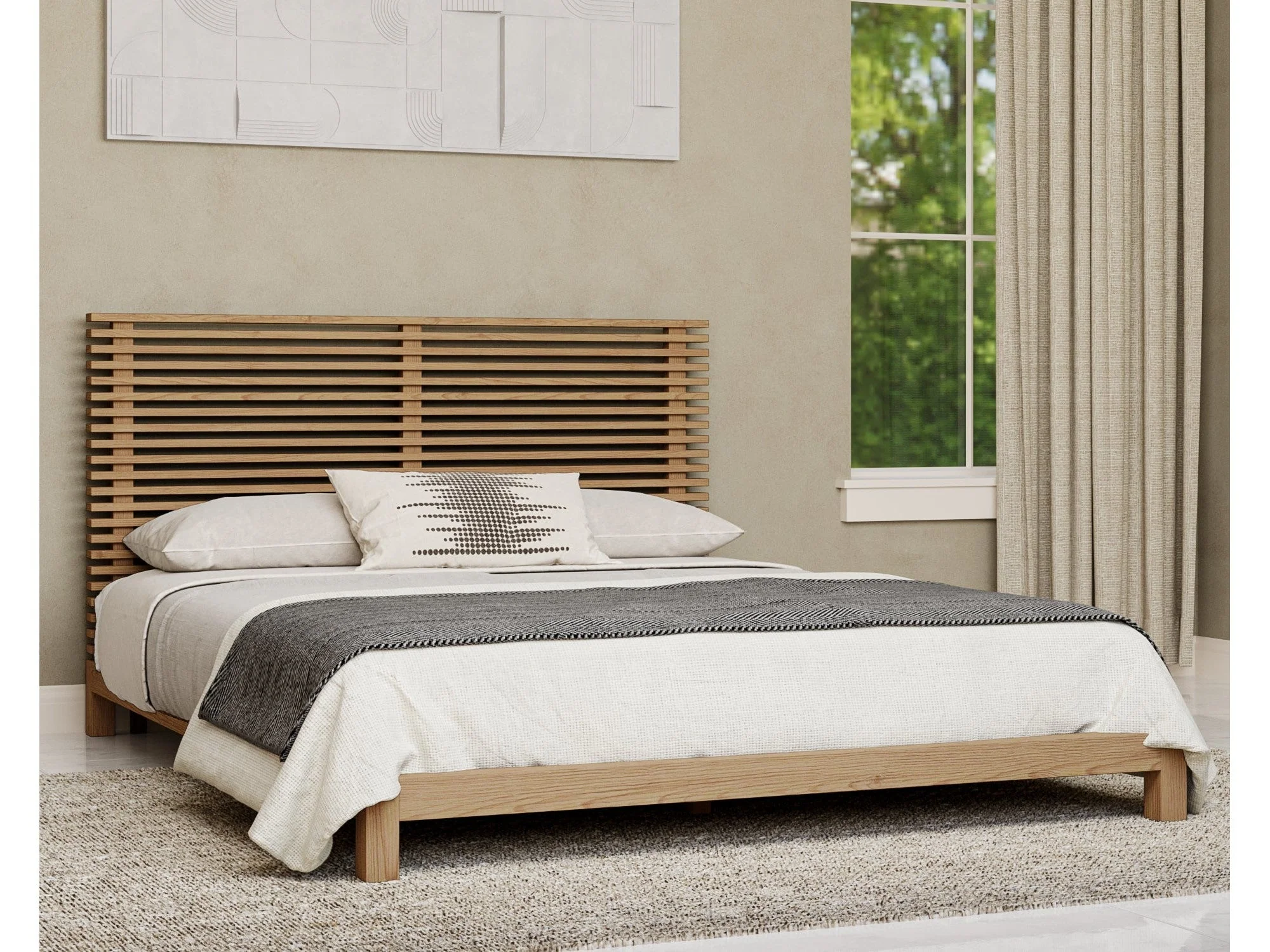 Tanner Solid Ash Eastern King Platform Bed in Flaxen