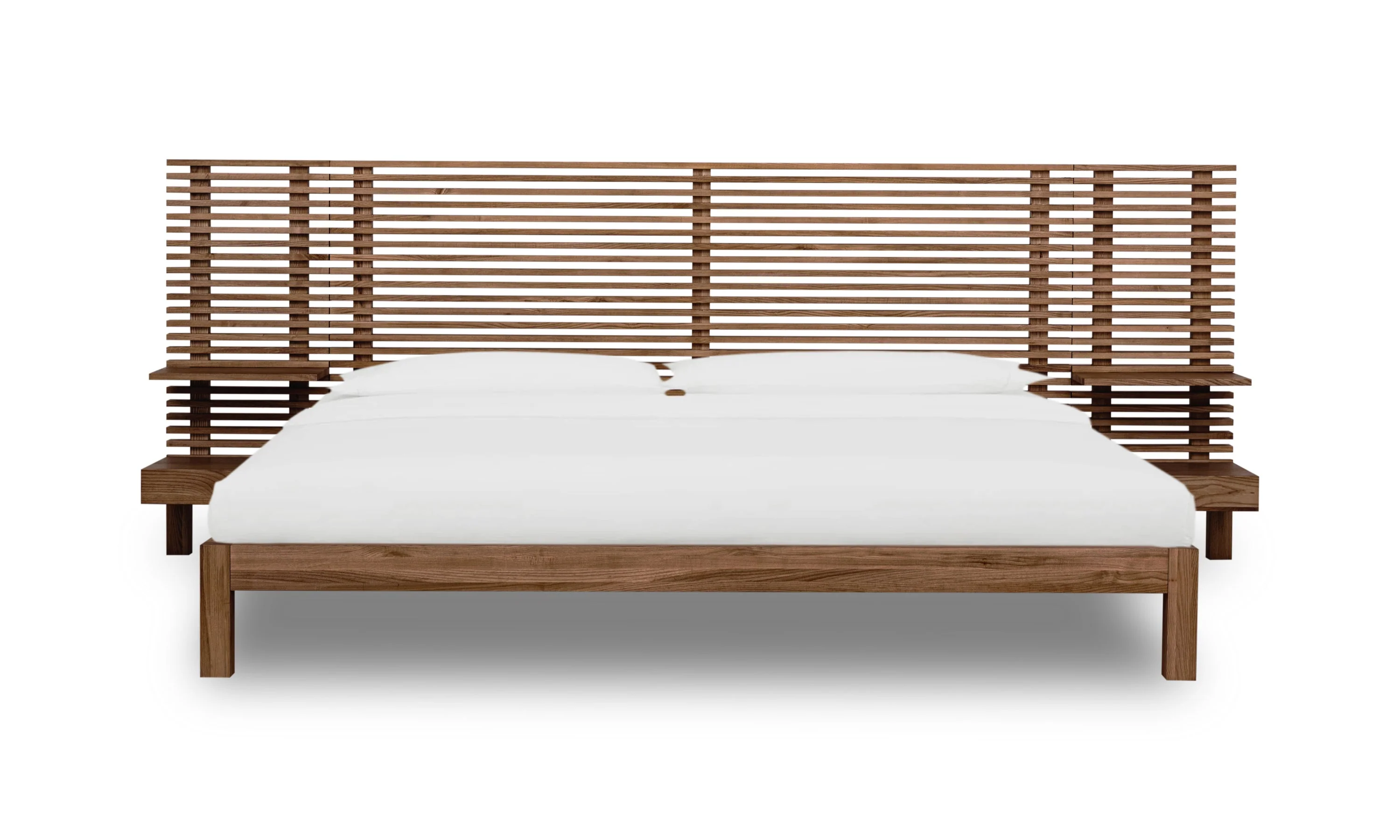 Tanner Solid Ash Queen Wall Bed with Integrated Nightstands in Roux - Image 2