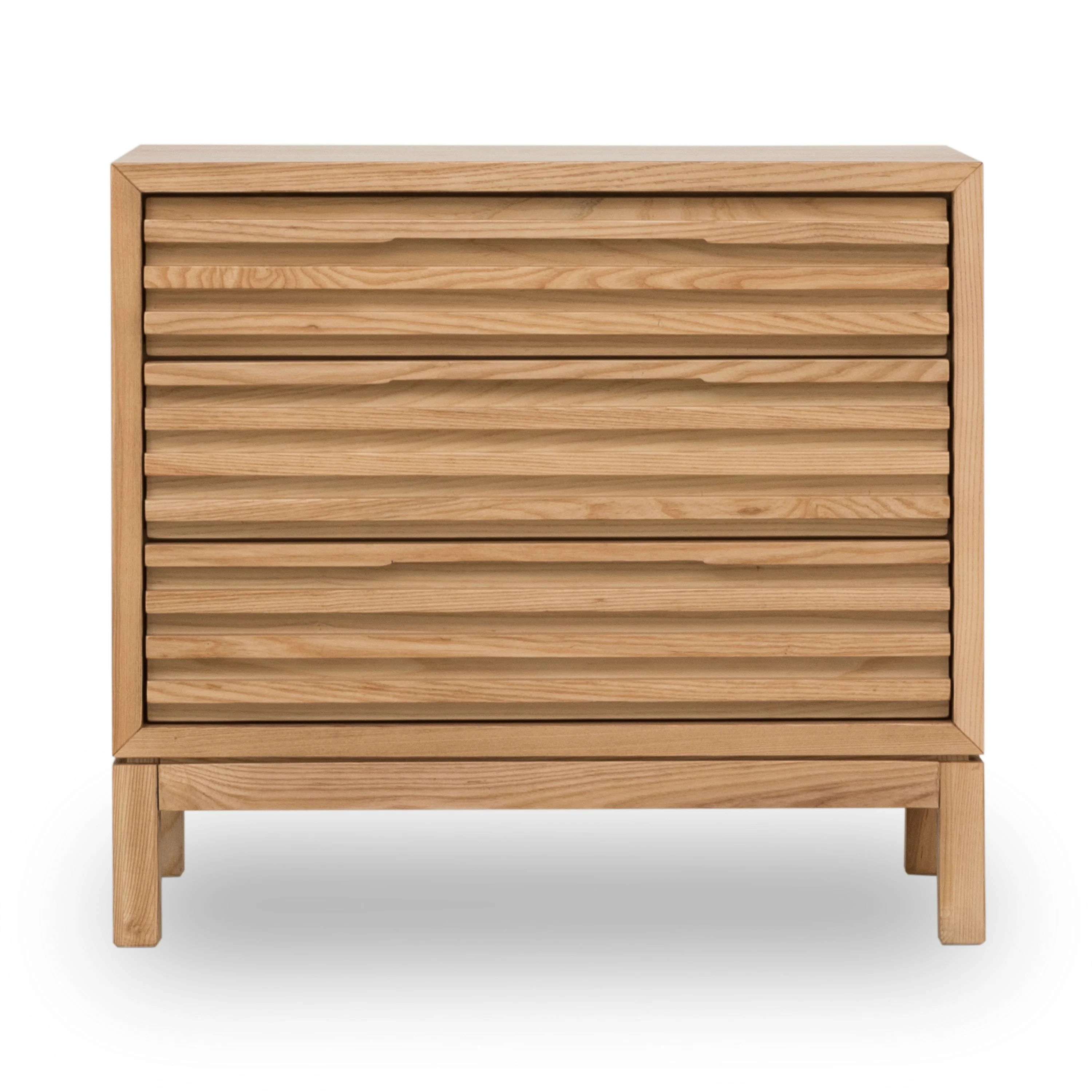 Tanner Three Drawer Ash Wood Nightstand in Flaxen - Image 2