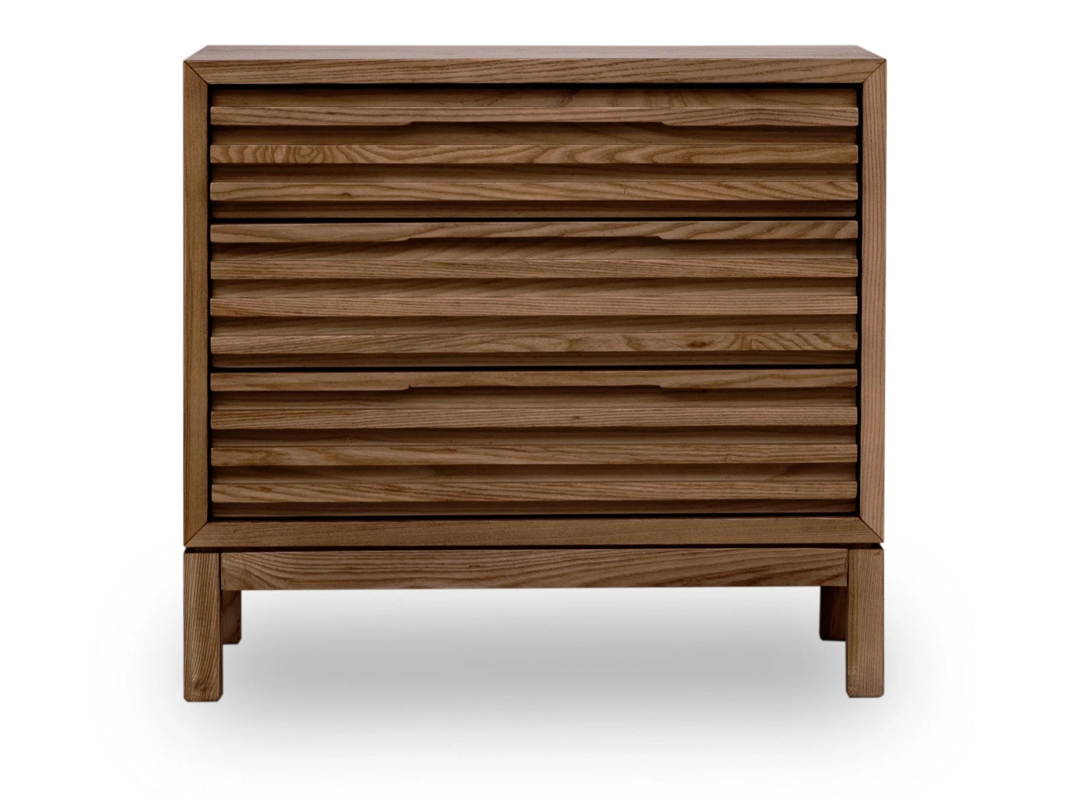 Tanner Three Drawer Ash Wood Nightstand in Roux
