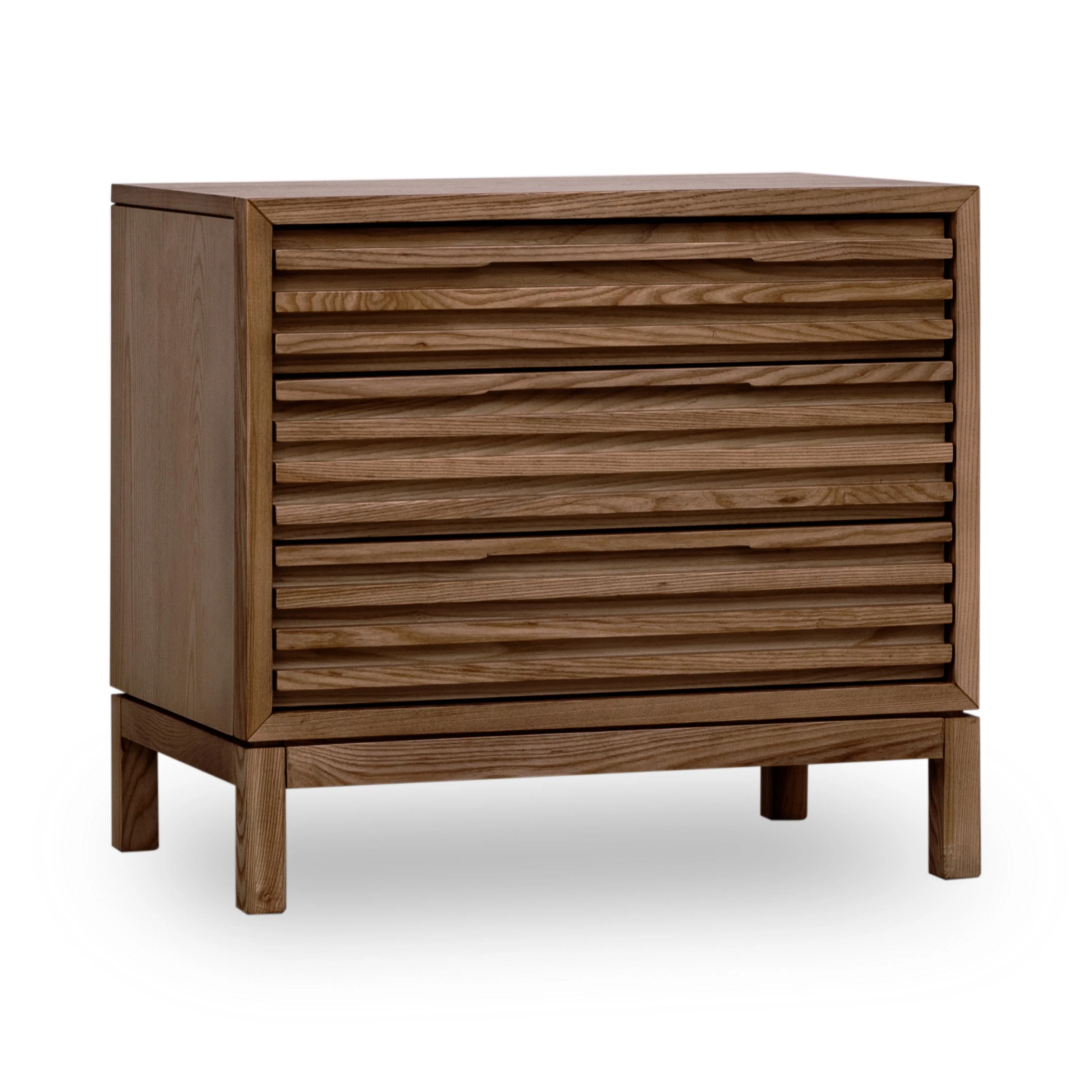 Tanner Three Drawer Ash Wood Nightstand in Roux - Image 2