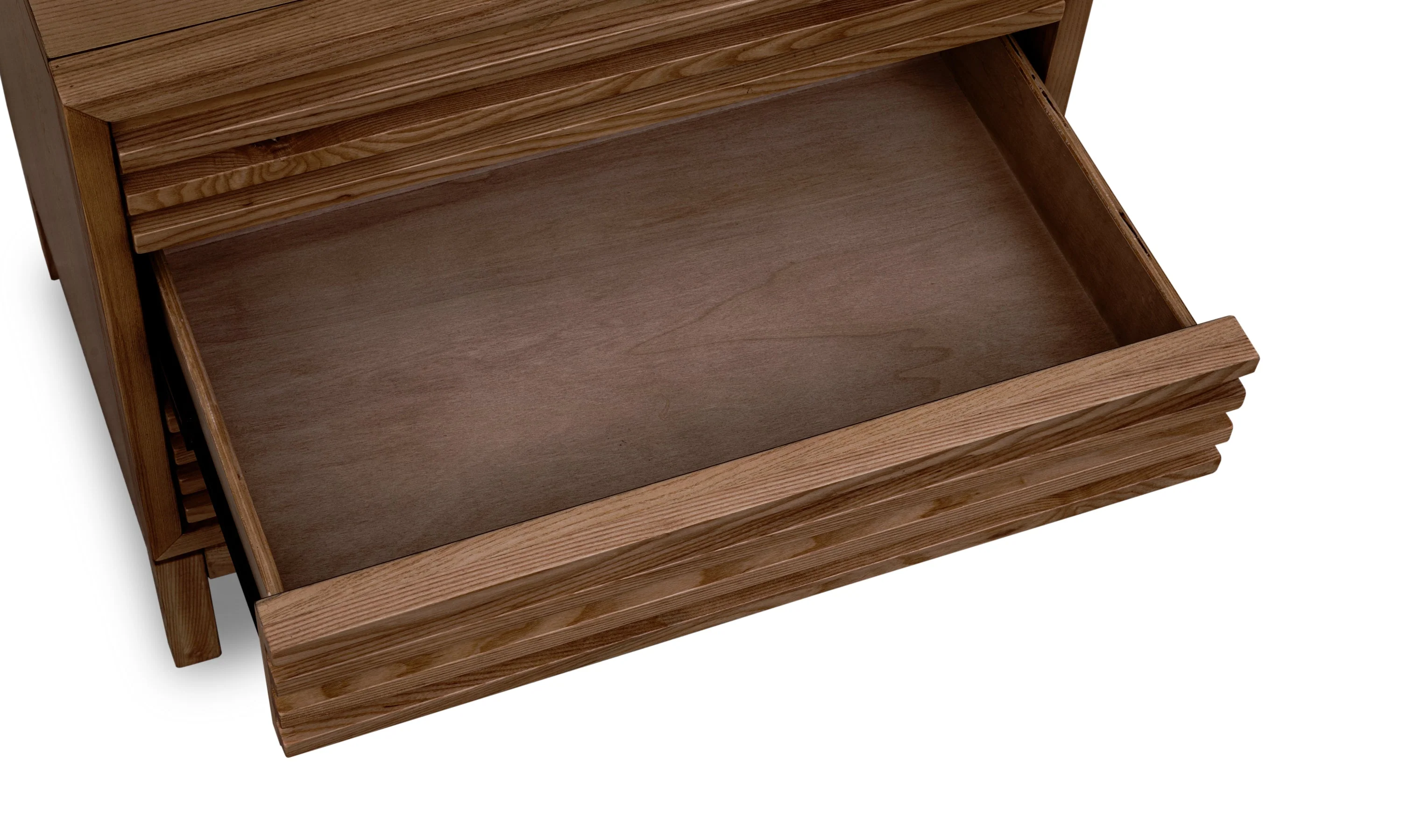 Tanner Three Drawer Ash Wood Nightstand in Roux - Image 3