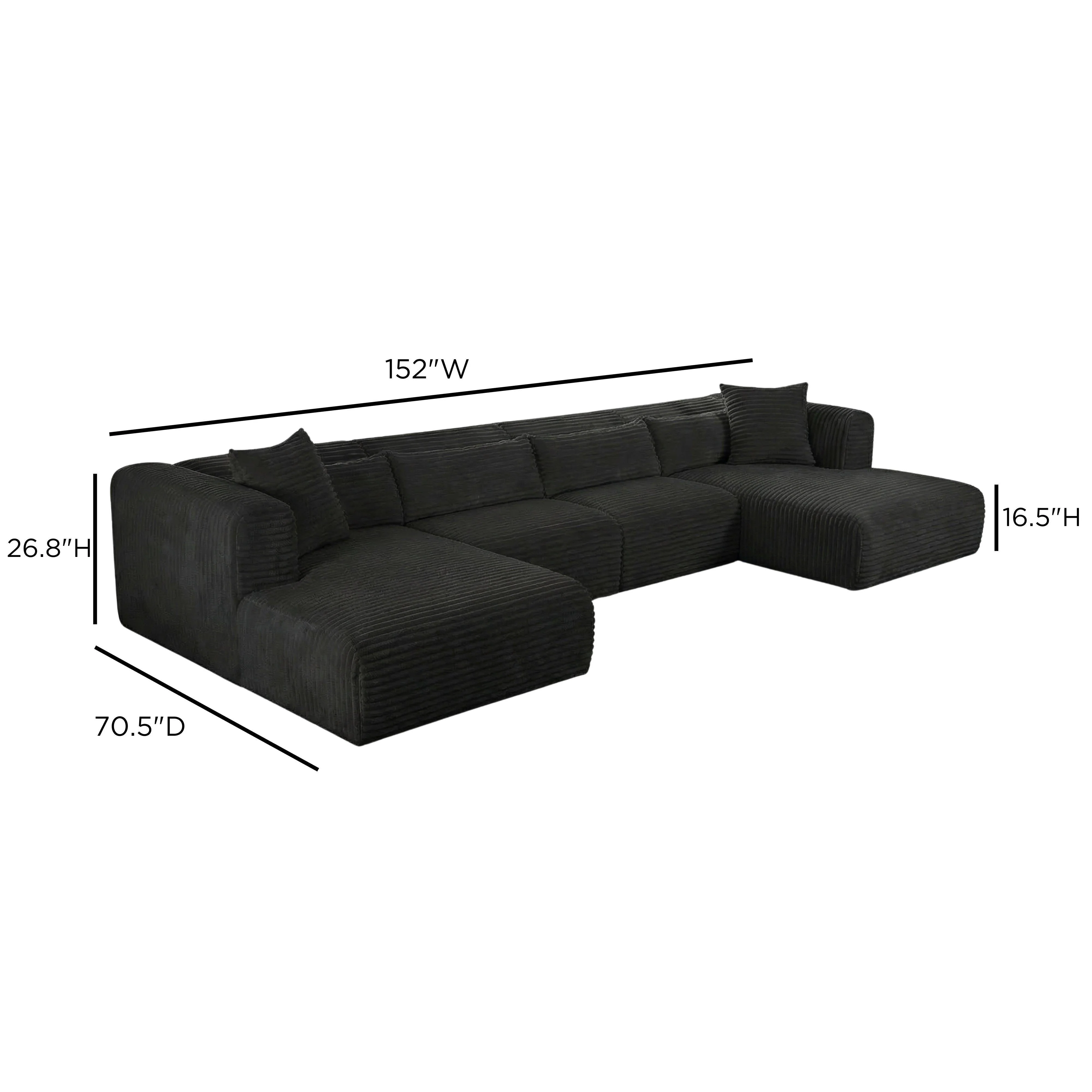 Tarra 4-Piece Fluffy Oversized Performance Corduroy Modular U-Sectional - Image 7
