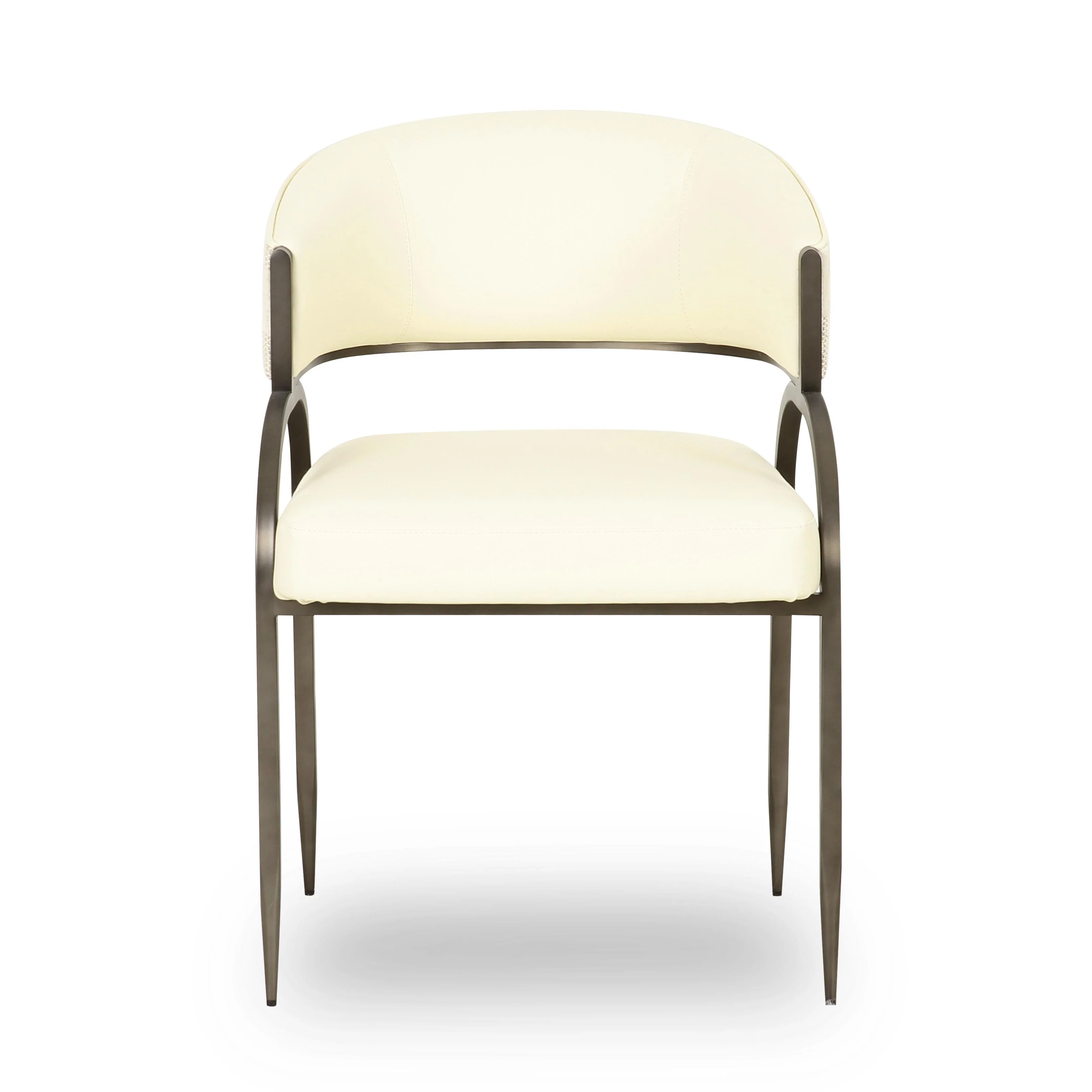 Tatum Cream Vegan Leather and 2-Tone Jacquard Dining Chair - Image 3