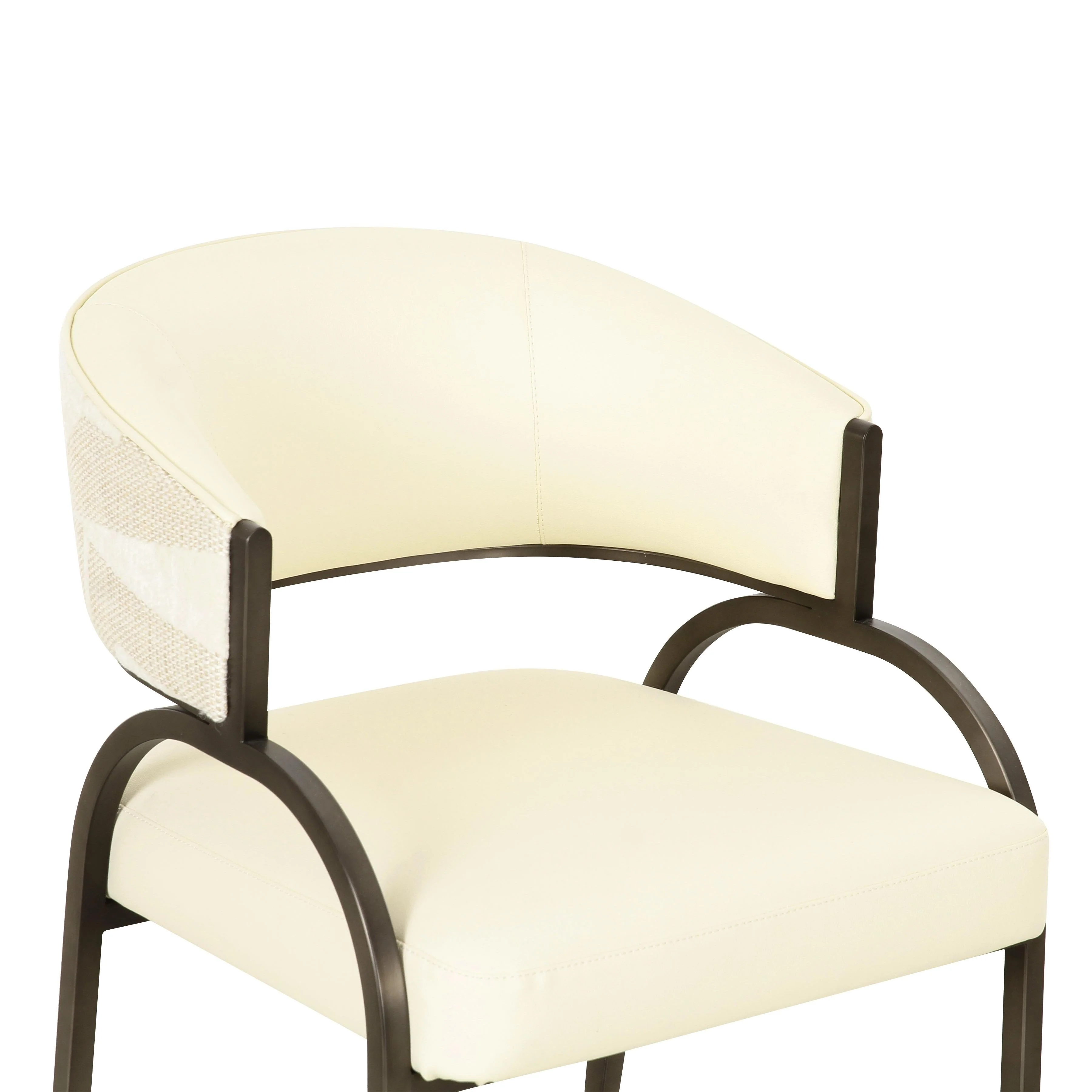 Tatum Cream Vegan Leather and 2-Tone Jacquard Dining Chair - Image 5