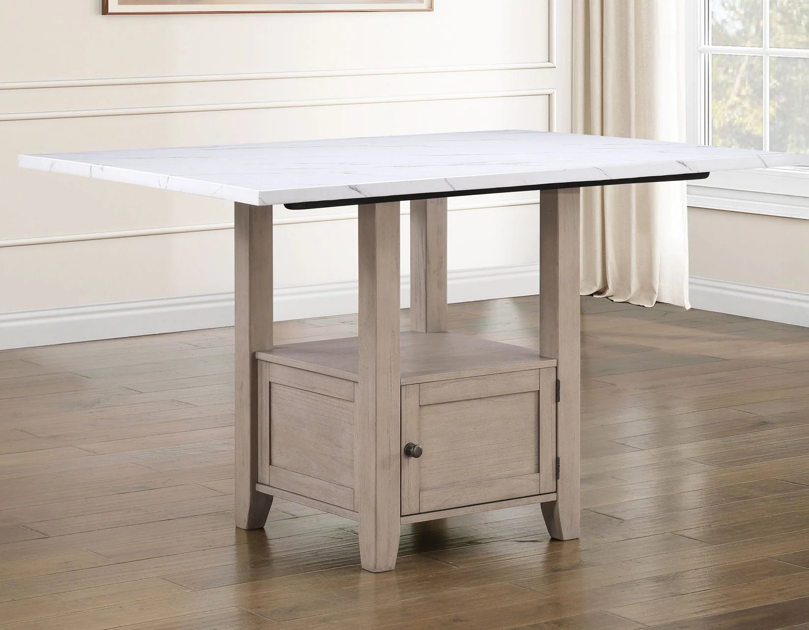 Taylor Tan Faux-Marble Counter Height Set - Image 6
