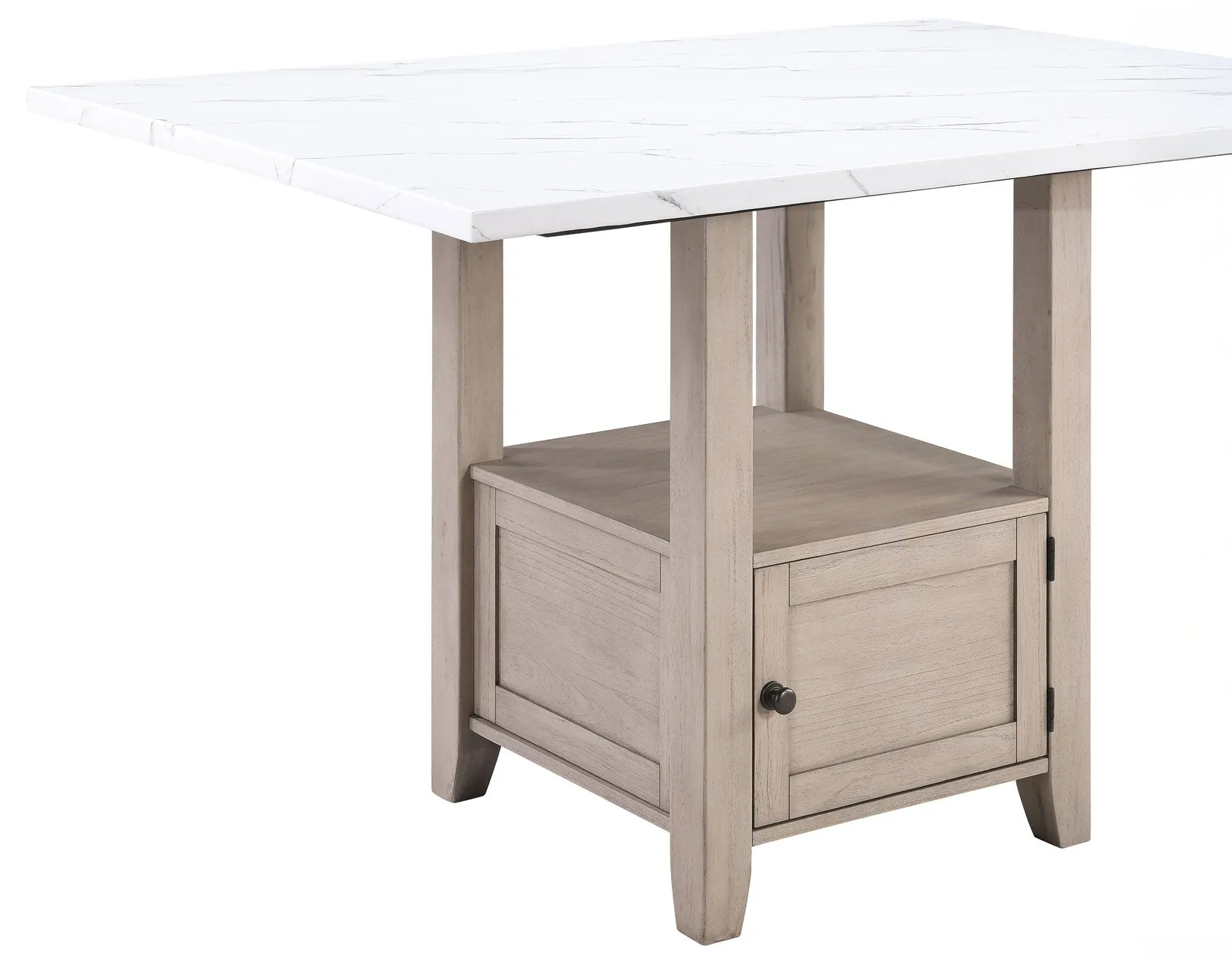 Taylor Tan Faux Marble Top 60″ Storage Counter Height Table - Image 11