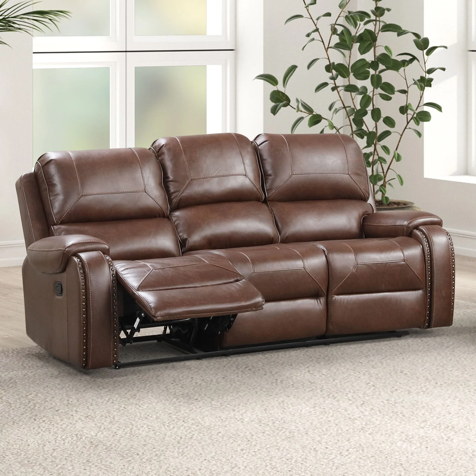 Tepic Brown Leatherette Living Room Set - Image 3