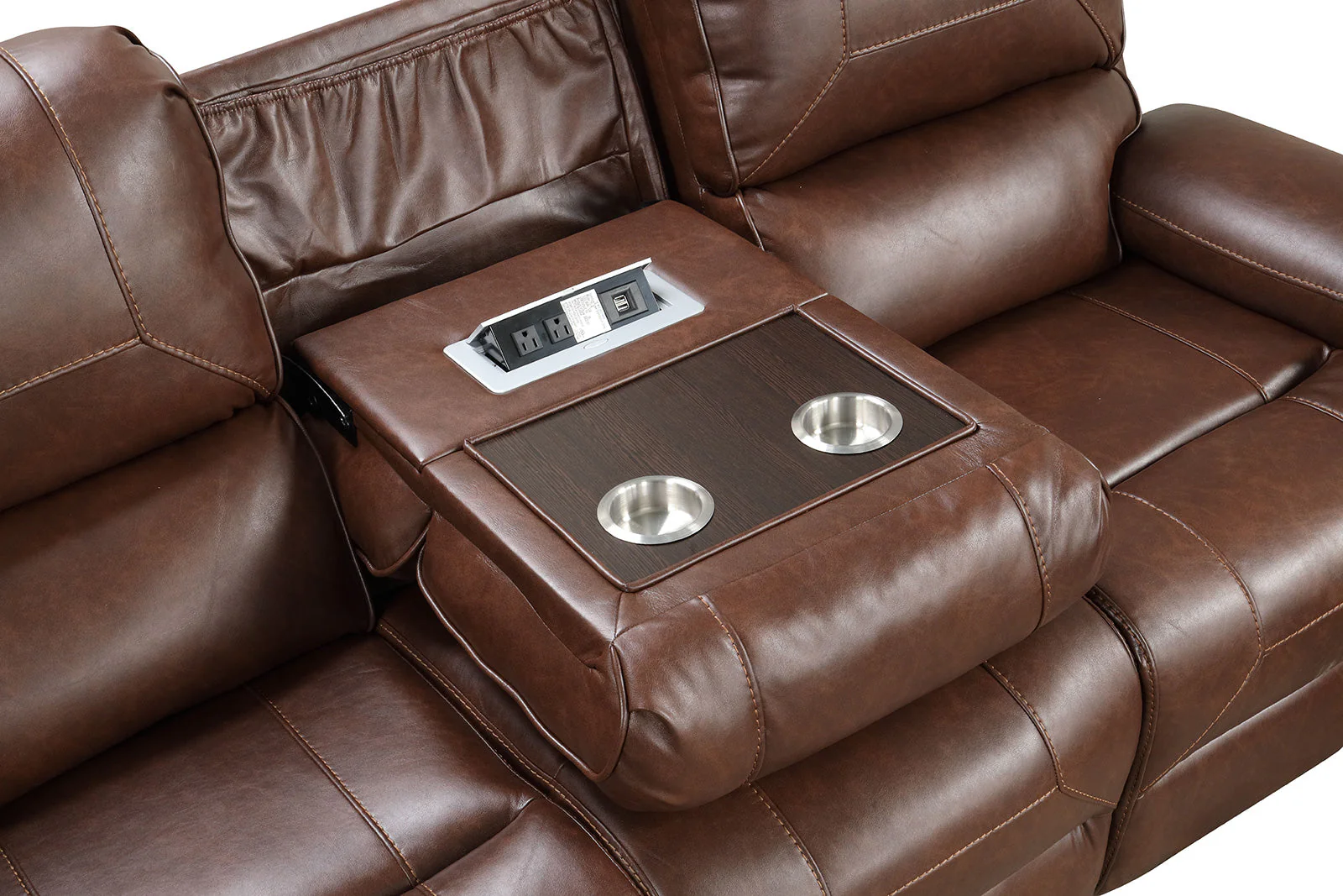 Tepic Brown Leatherette Living Room Set - Image 5