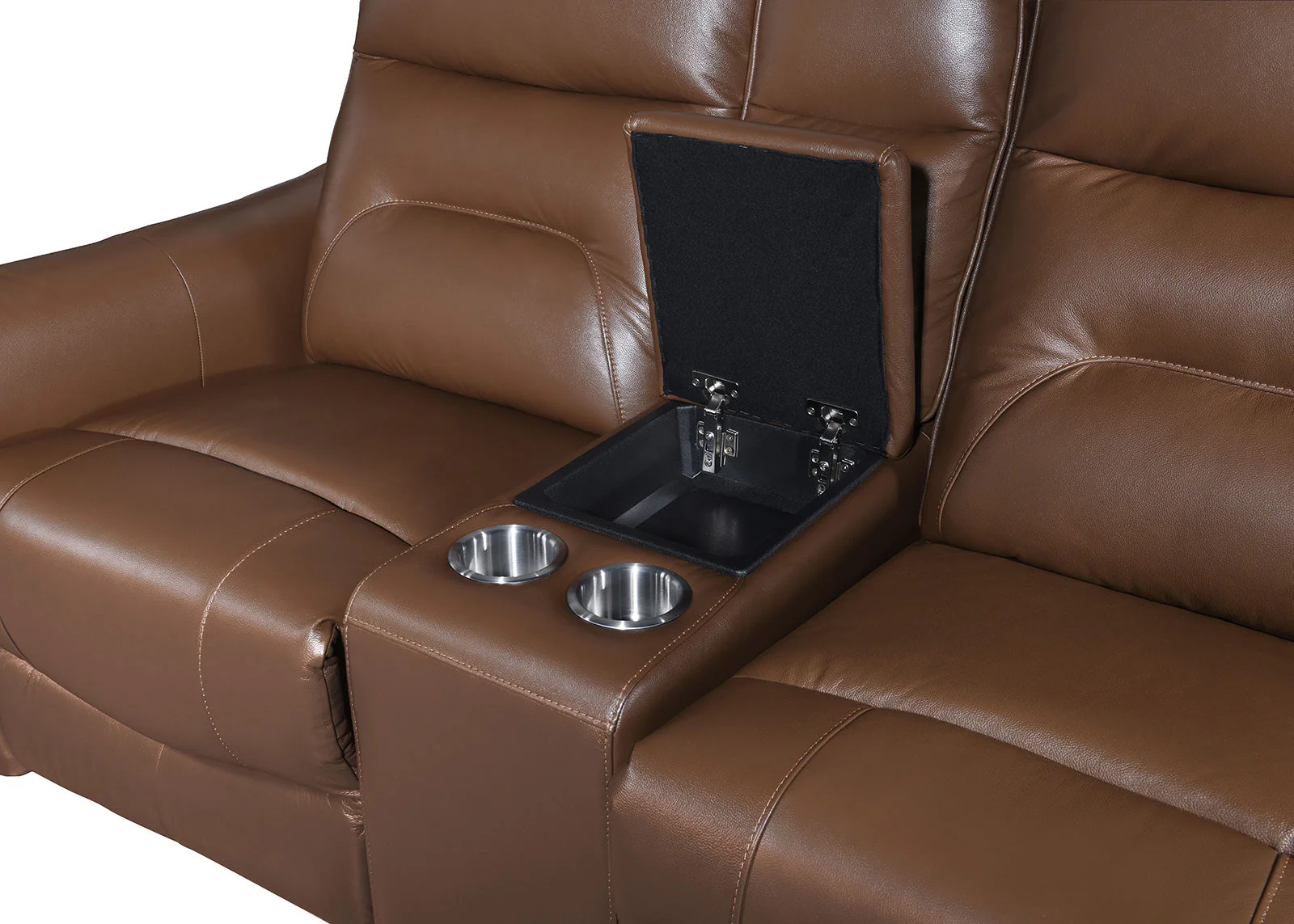 Terentius Caramel Brown Leather Match Reclining Living Room Set - Image 4