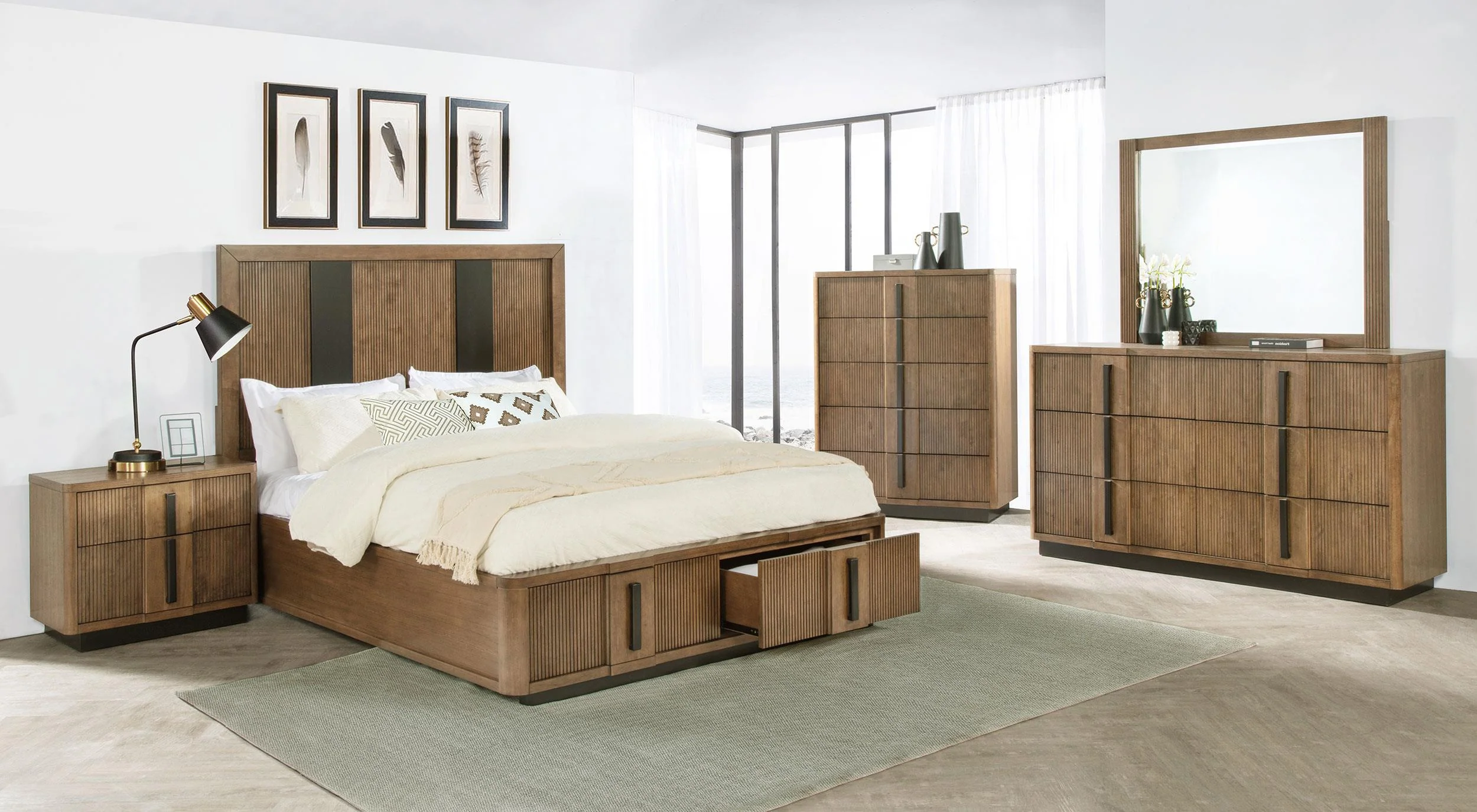 Terrace Ash Brown 2-Drawer California King Storage Bed - Image 7