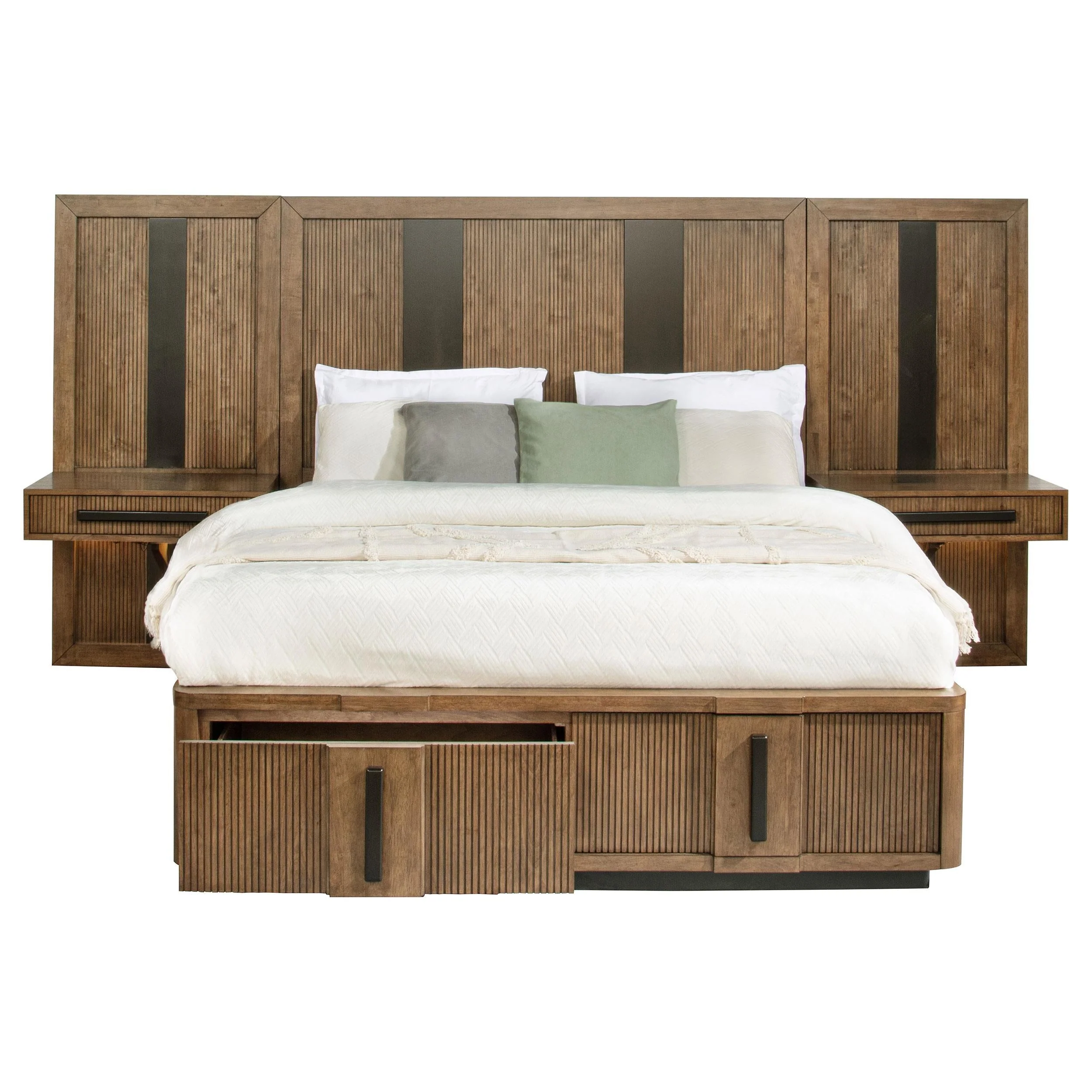 Terrace Ash Brown Wall Panel Queen Storage Bed - Image 2