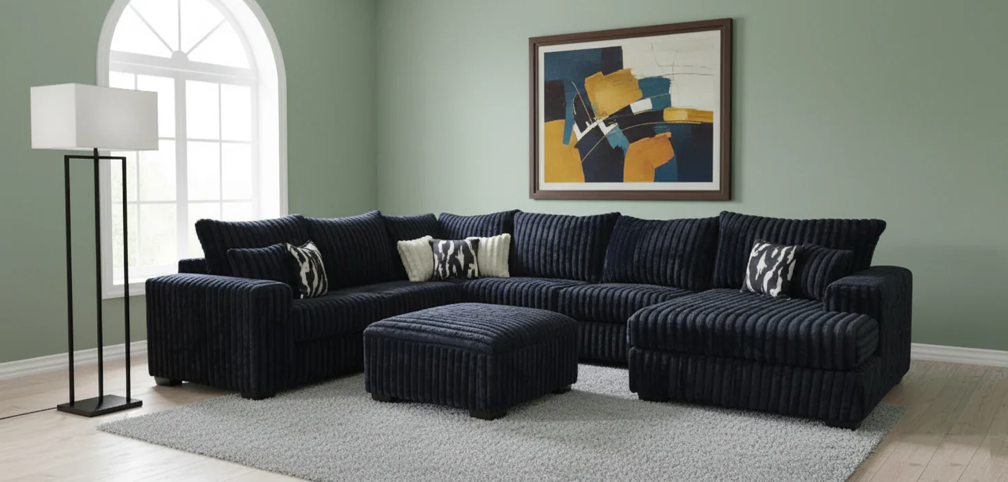 Texan Black 4-Piece Right Arm Facing (RAF) Sectional