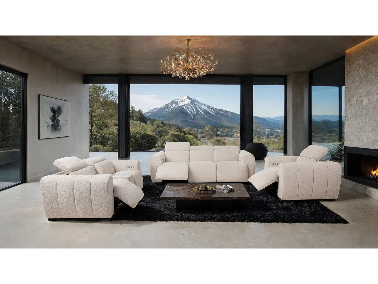 Thaddea White Power Sofa & Loveseat
