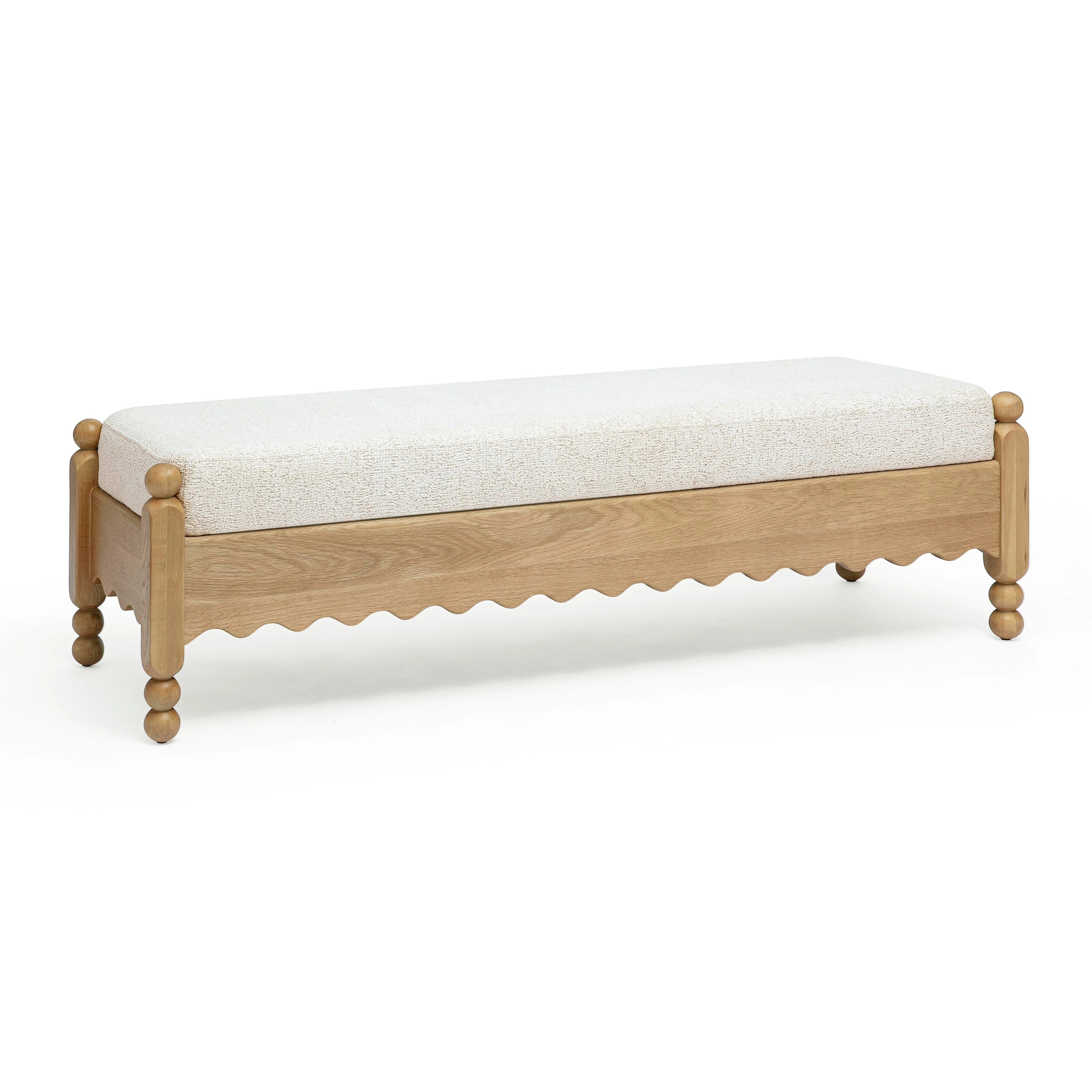 Thelma 56" Cream Performance Basketweave Bench - Image 3