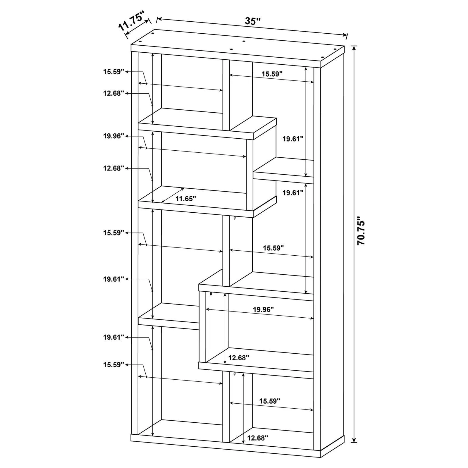 Theo Gray Driftwood 10-Shelf Bookcase - Image 11