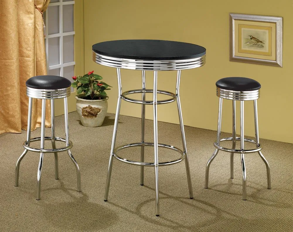 Theodore Black/Chrome Upholstered Top Bar Stools, Set of 2 - Image 5