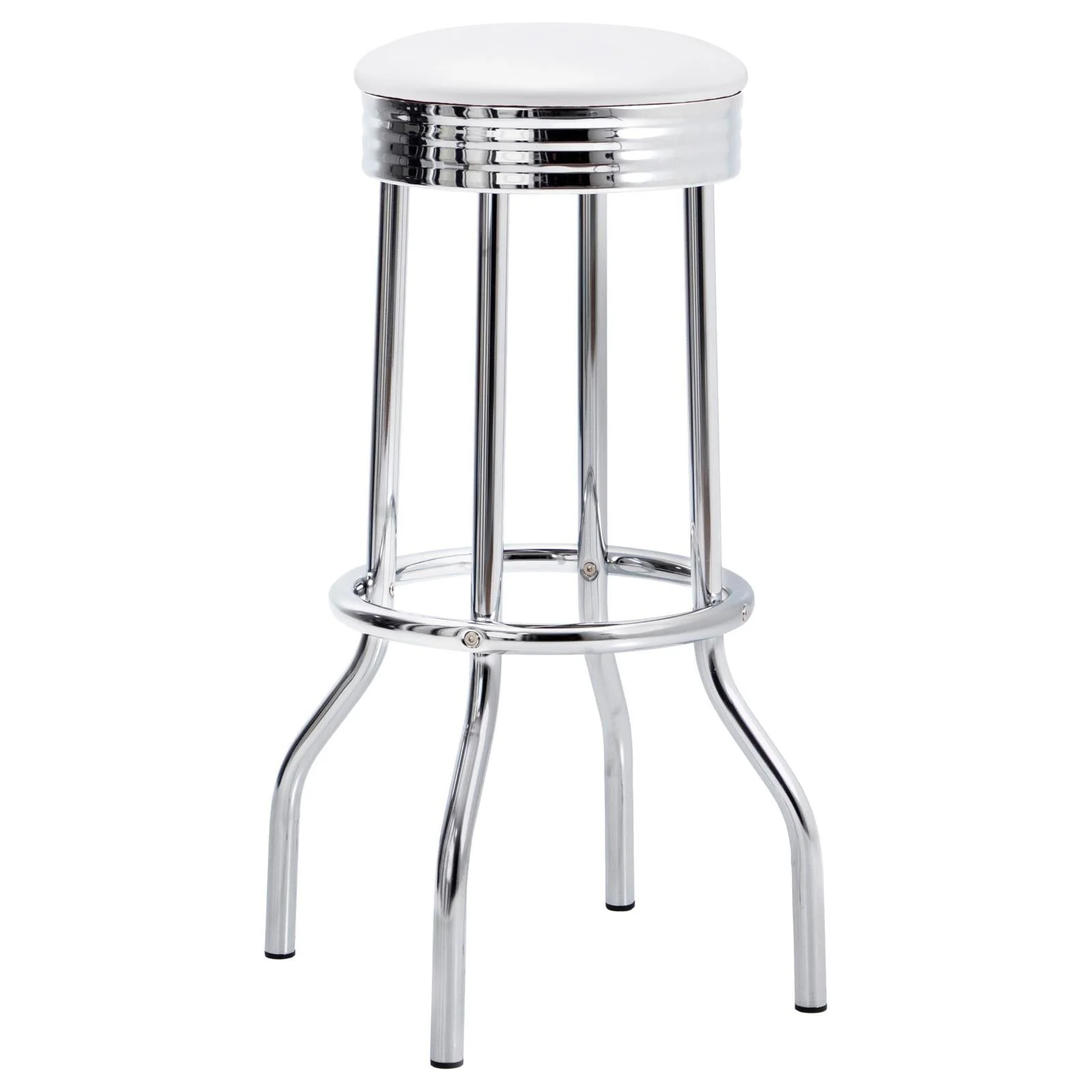 Theodore White/Chrome Upholstered Top Bar Stools, Set of 2 - Image 3