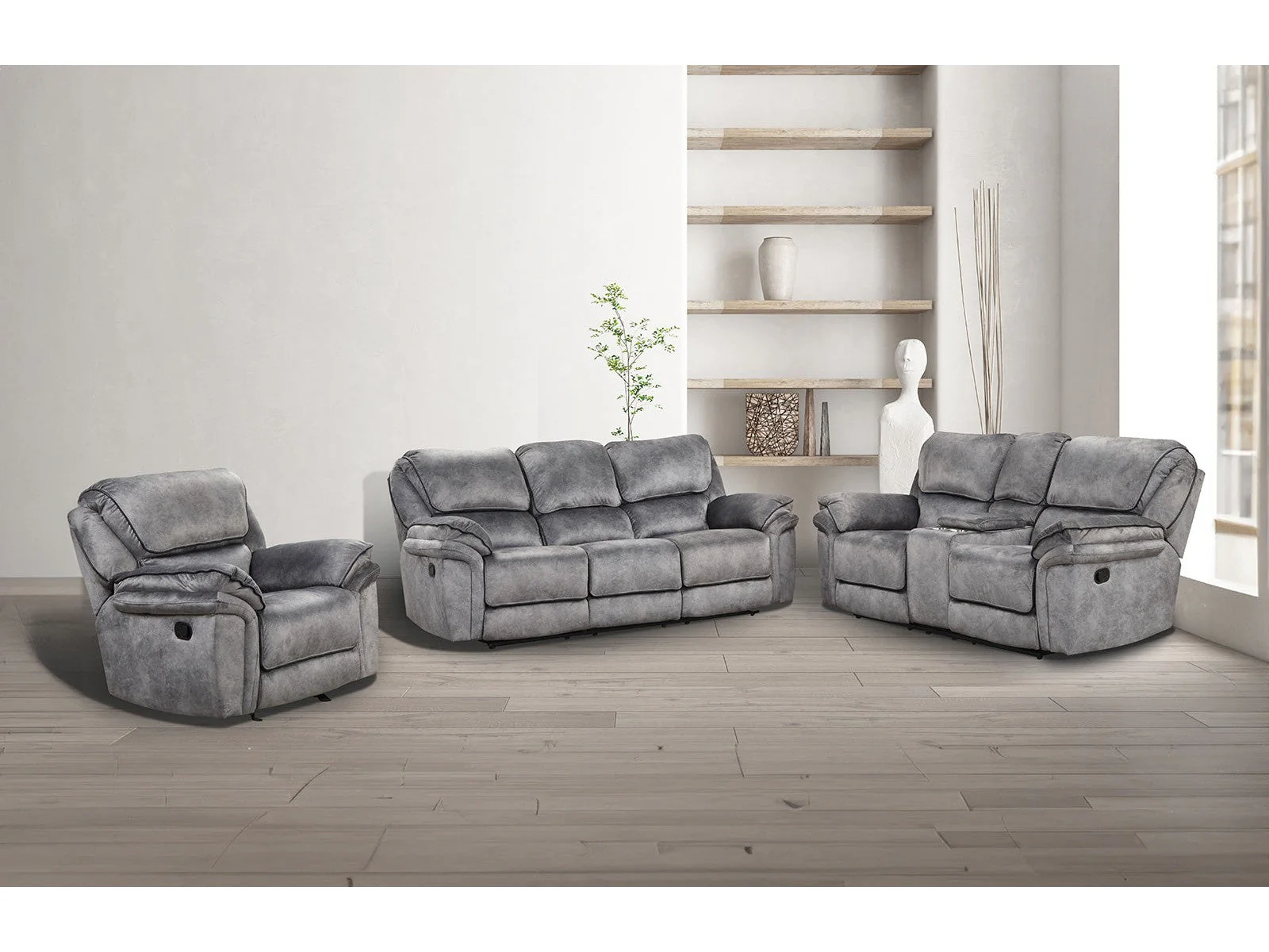Theola Gray Sofa & Loveseat & Chair