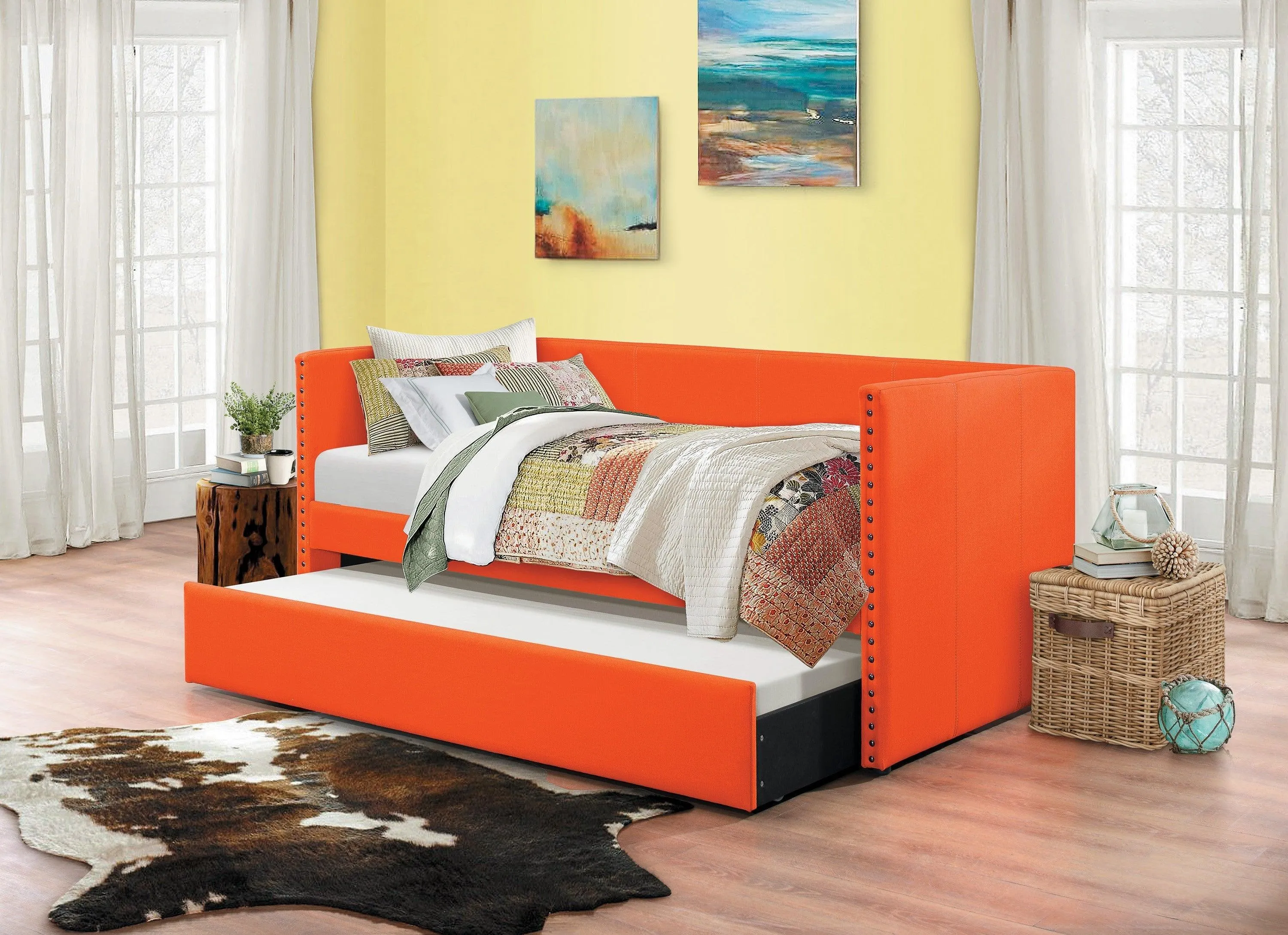 Therese Orange Daybed with Trundle - Image 2