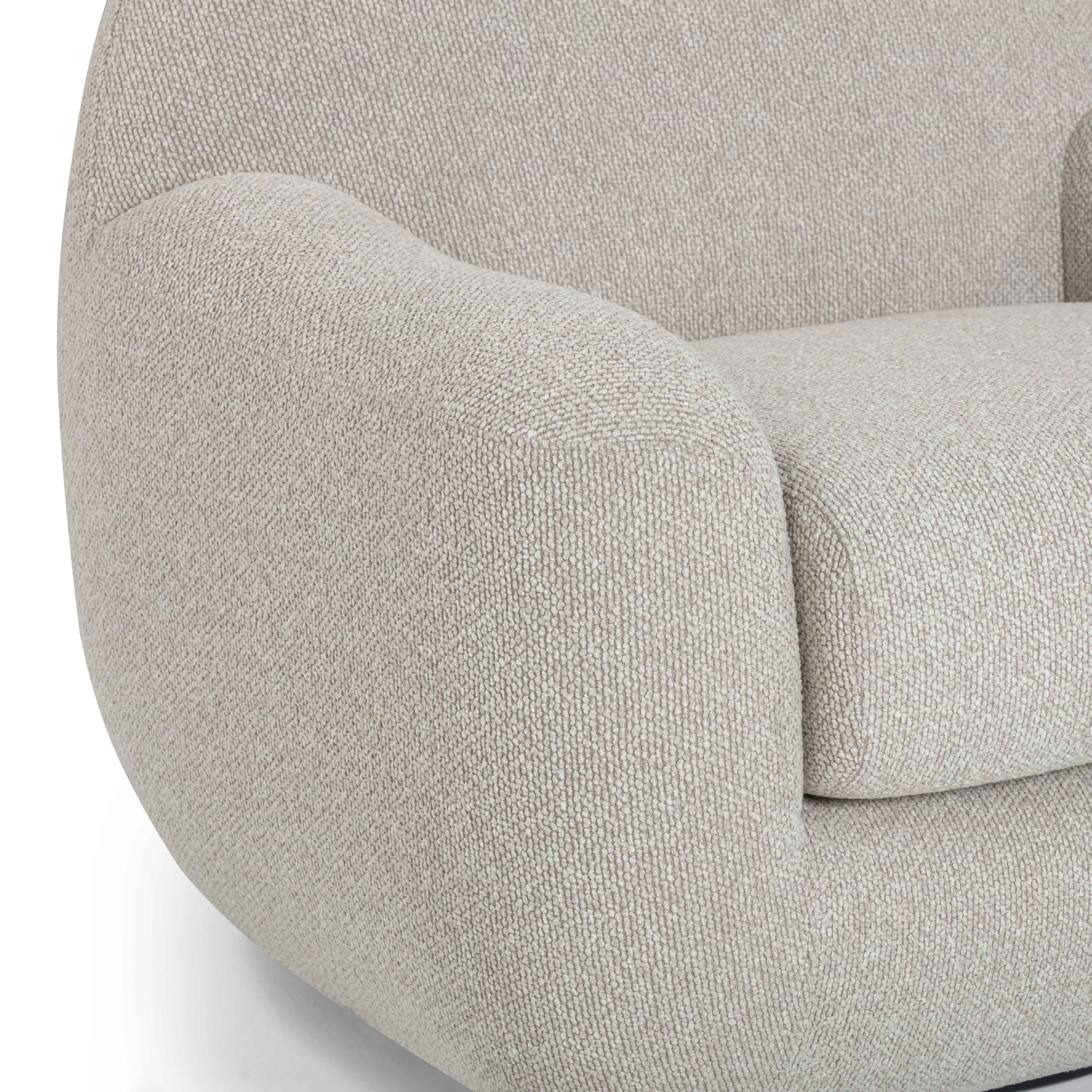 Tiago Warm Grey Boucle Swivel Chair - Image 5