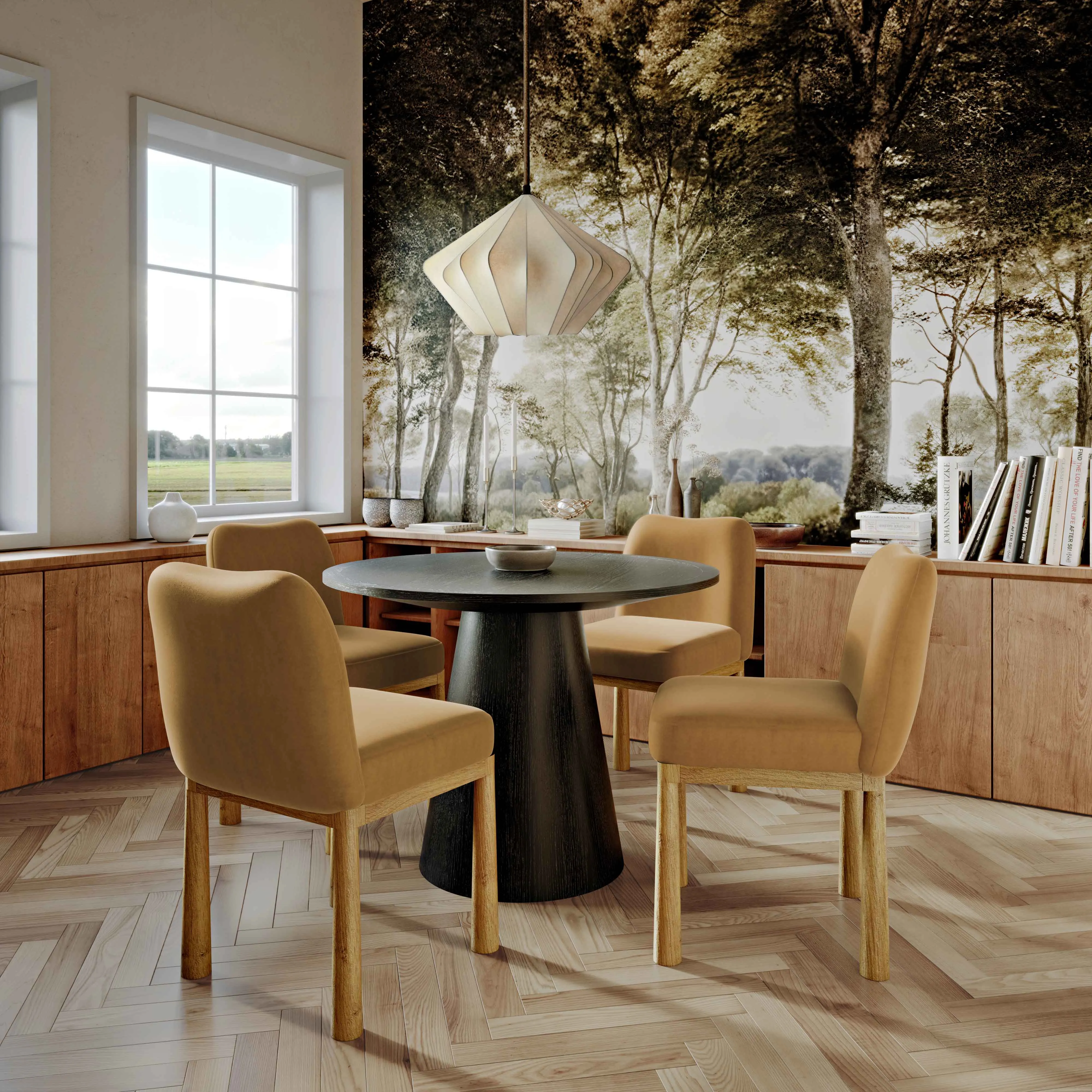 Tiara Performance Velvet and Oak Dining Chair - Image 2