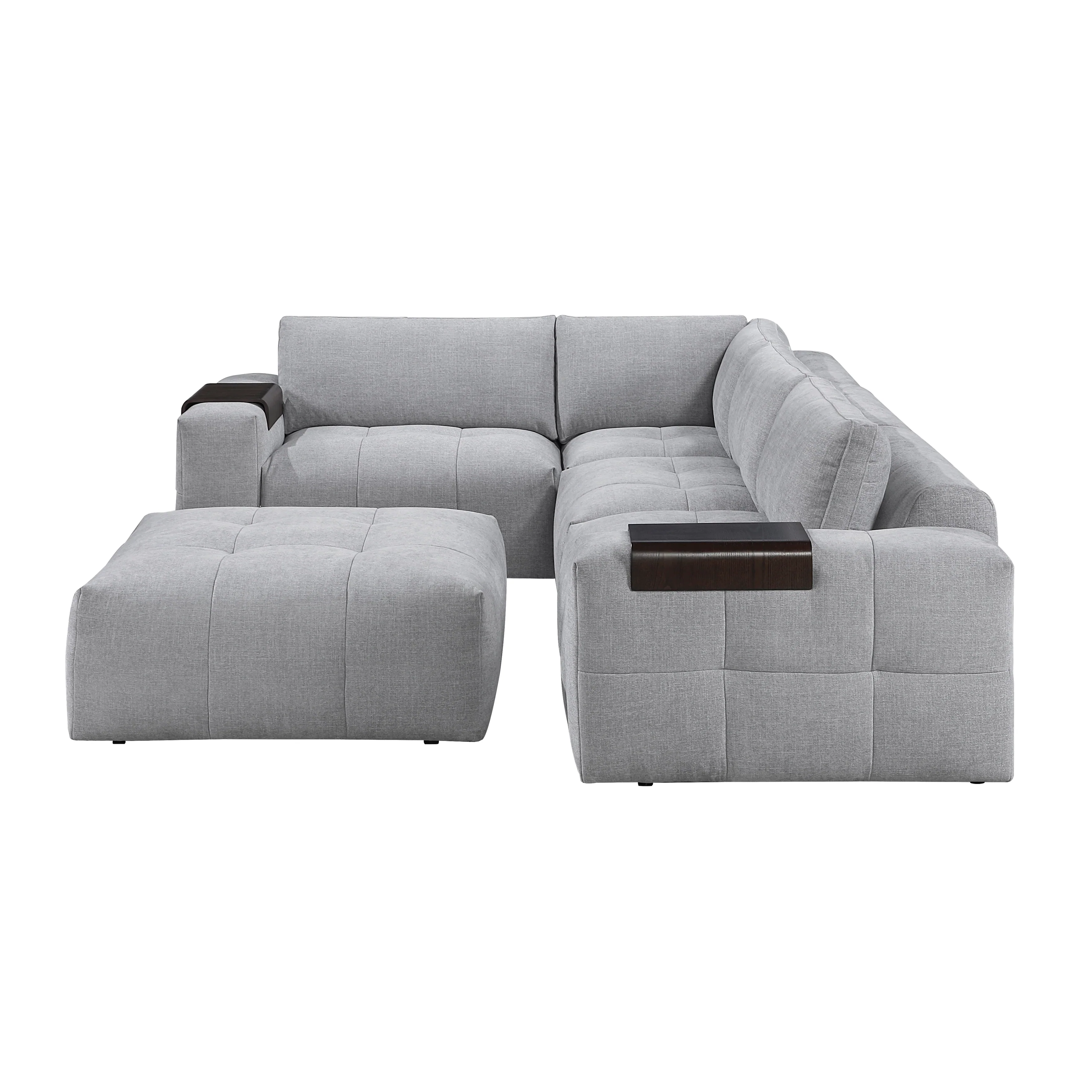 Tidal Gray 5-Piece Modular Sectional with Ottoman - Image 4