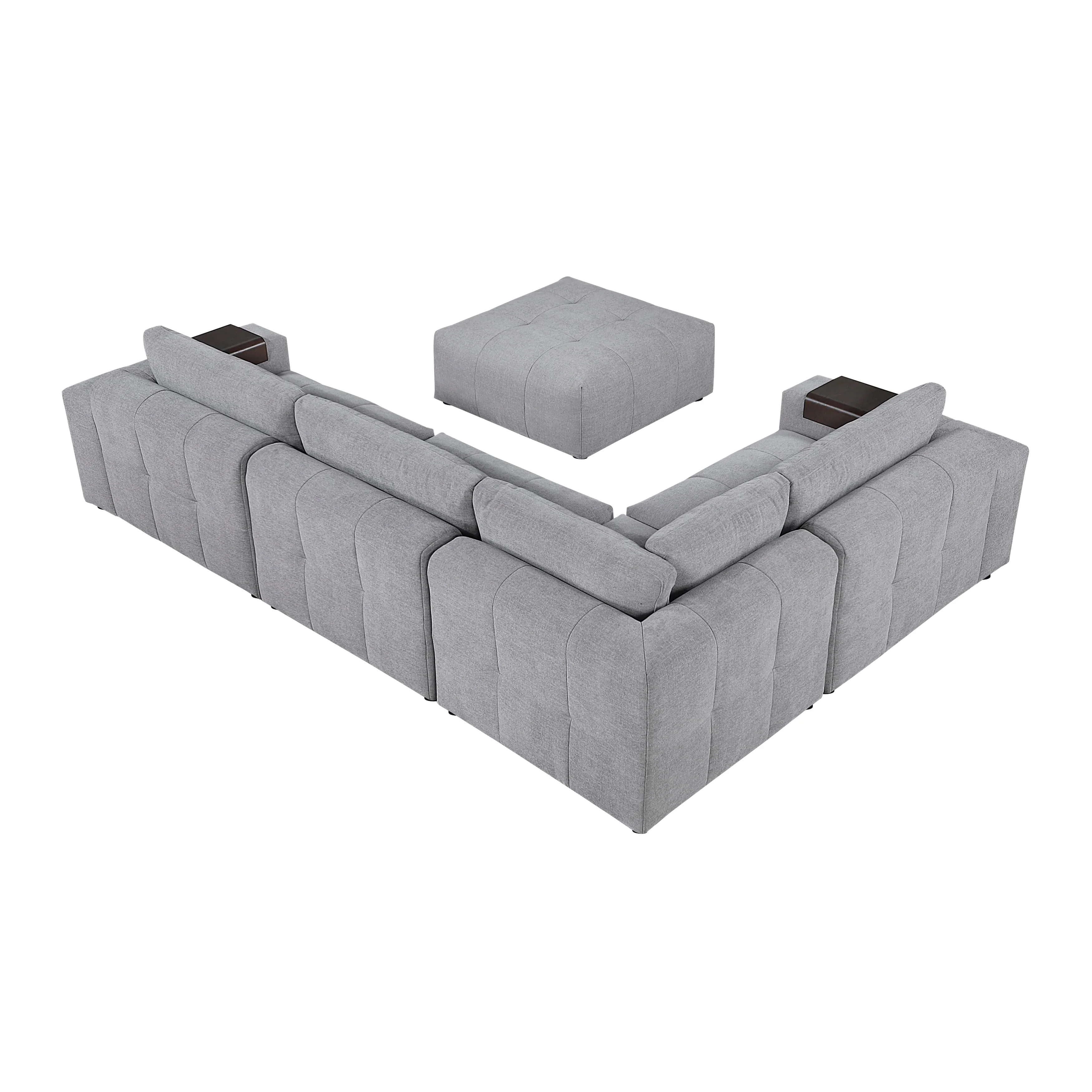 Tidal Gray 5-Piece Modular Sectional with Ottoman - Image 5