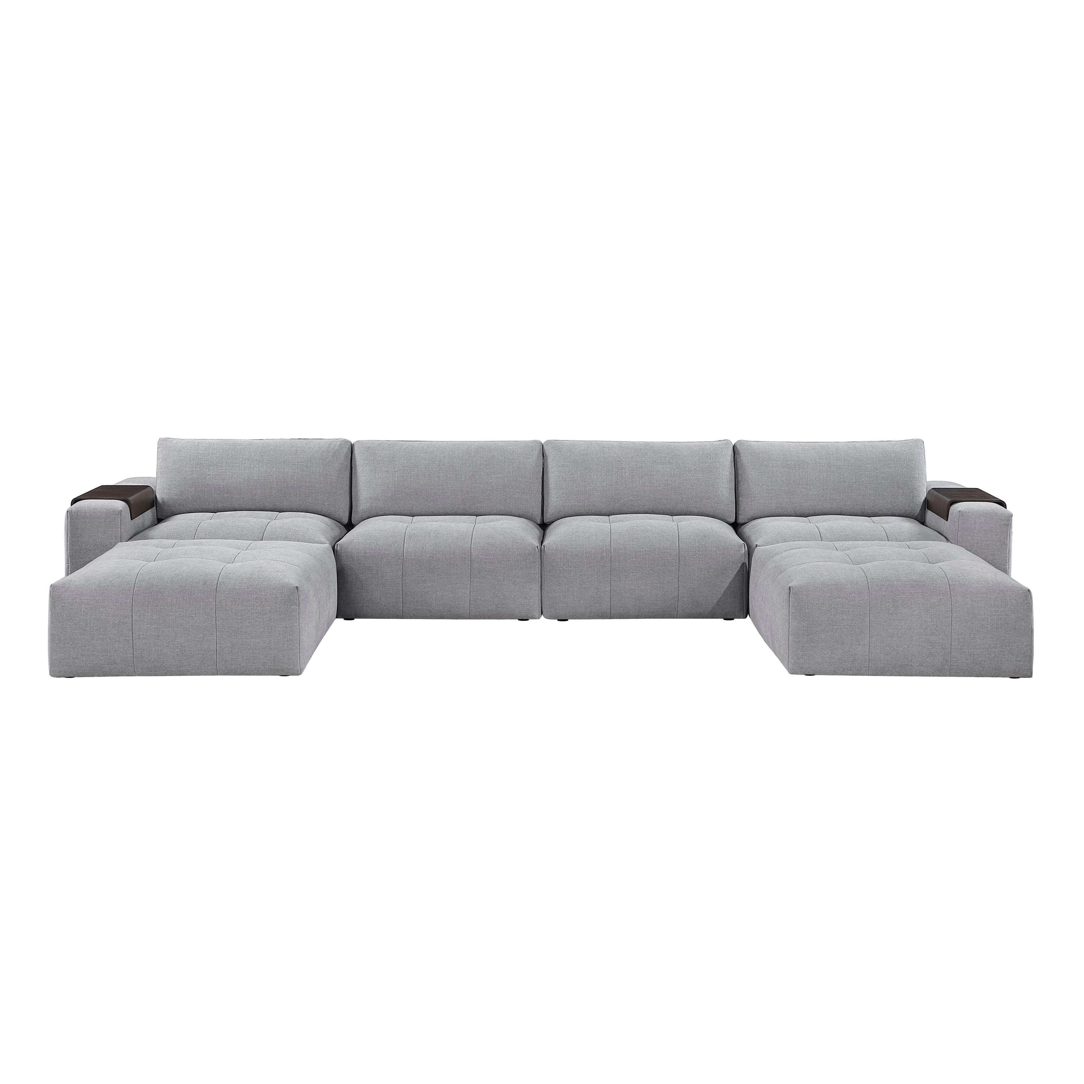 Tidal Gray 6-Piece Modular Sectional with Two Ottomans - Image 3