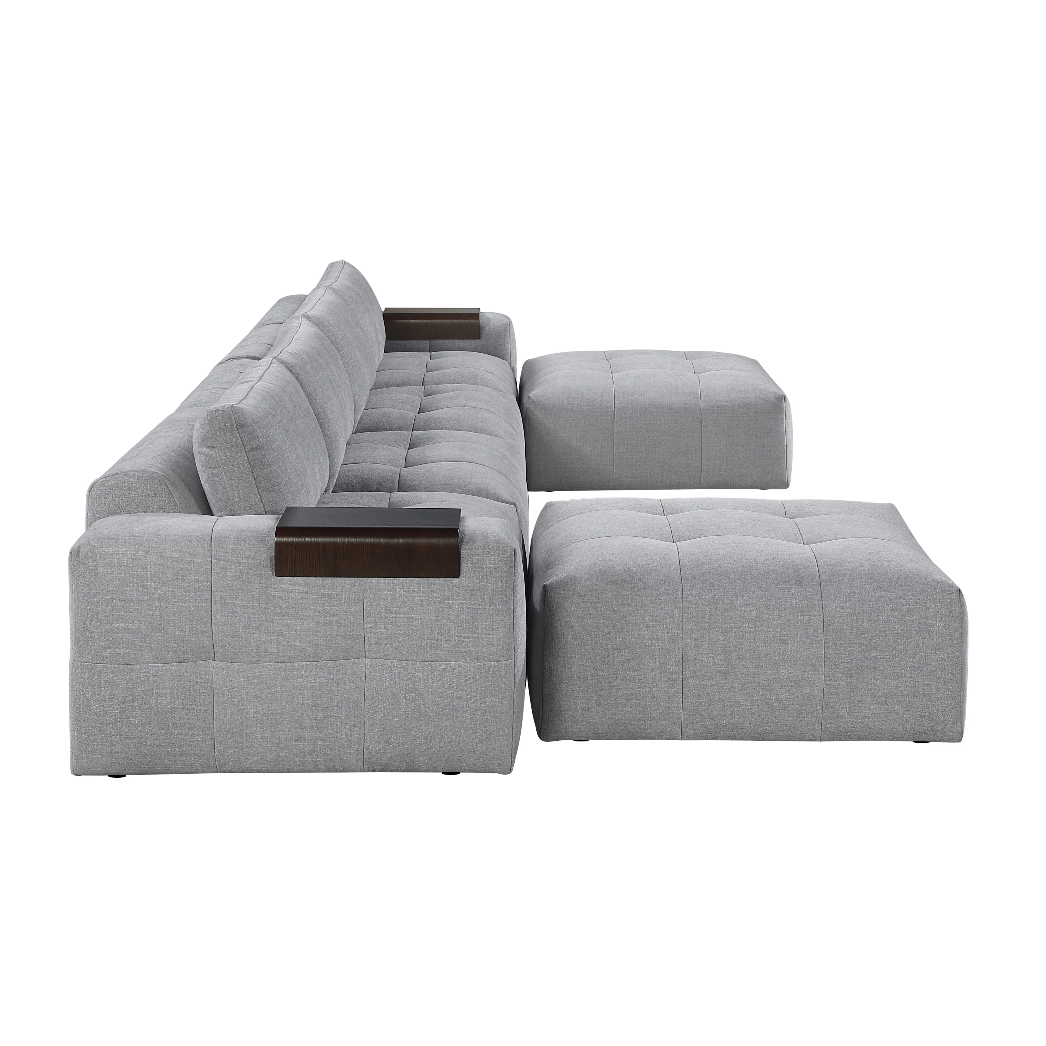 Tidal Gray 6-Piece Modular Sectional with Two Ottomans - Image 4