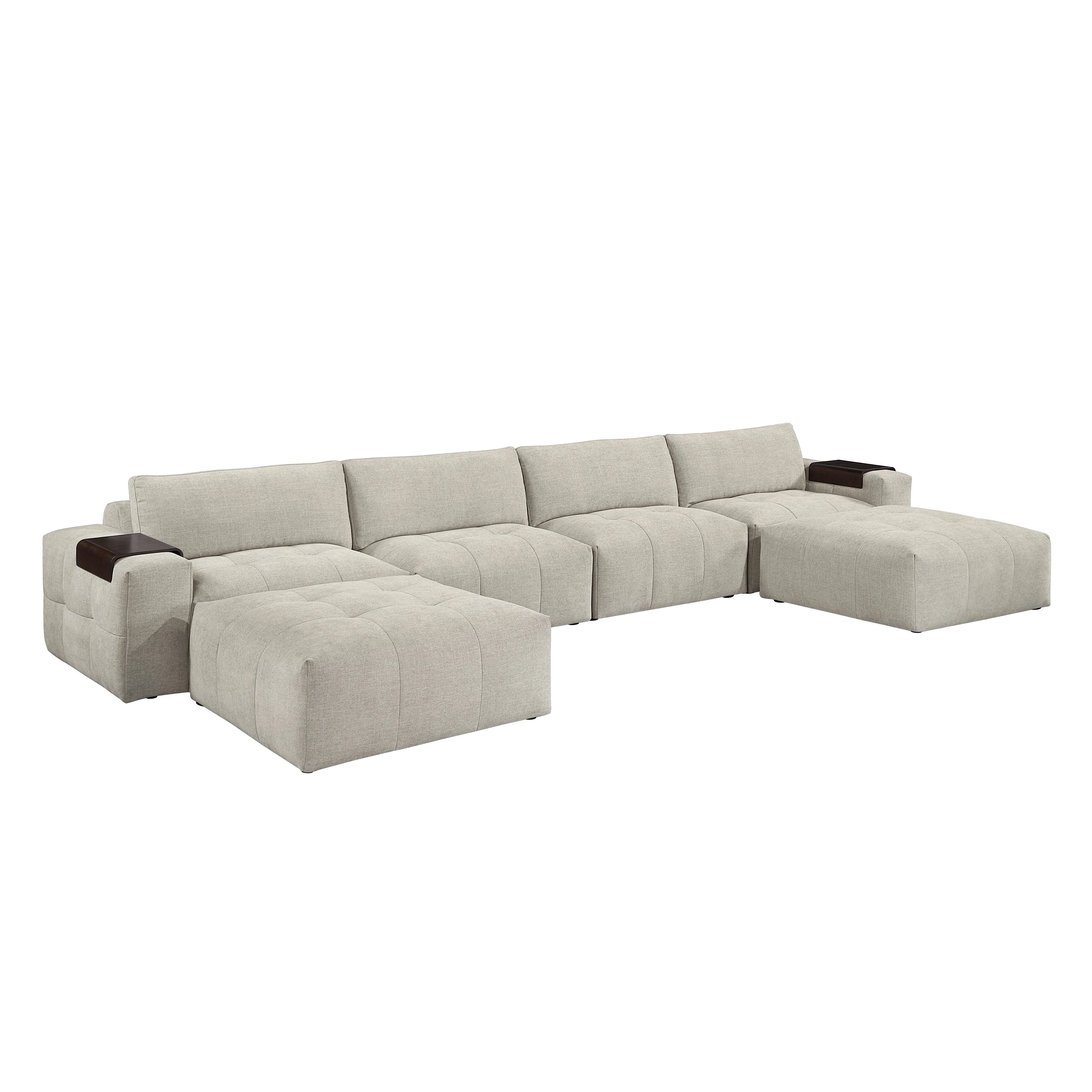 Tidal Taupe 6-Piece Modular Sectional with Two Ottomans