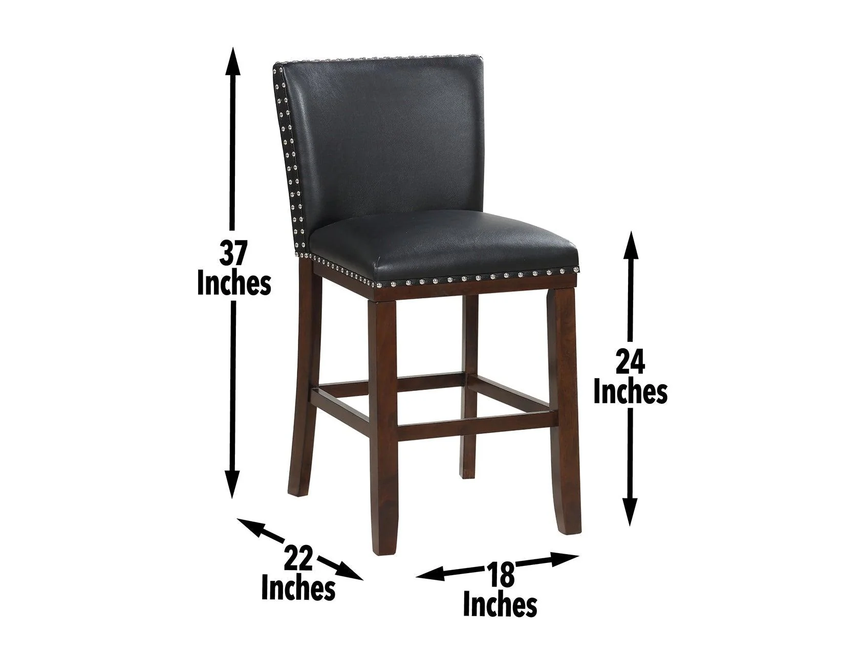 Tiffany 24″ Counter Stool, Black Vegan Leather, Set of 2 - Image 7