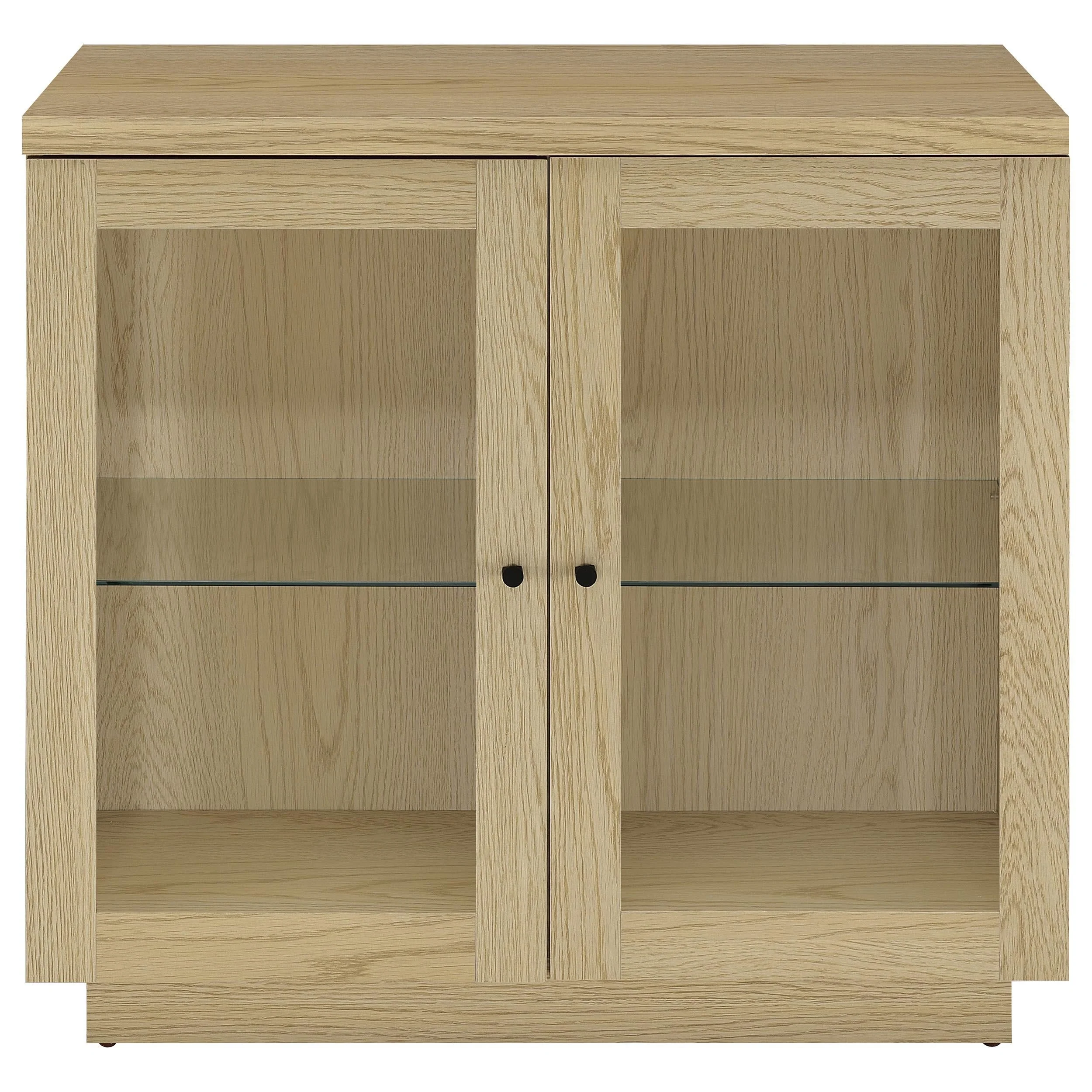 Tilbury Light Oak 2-Door Glass Front Accent Display Cabinet - Image 3