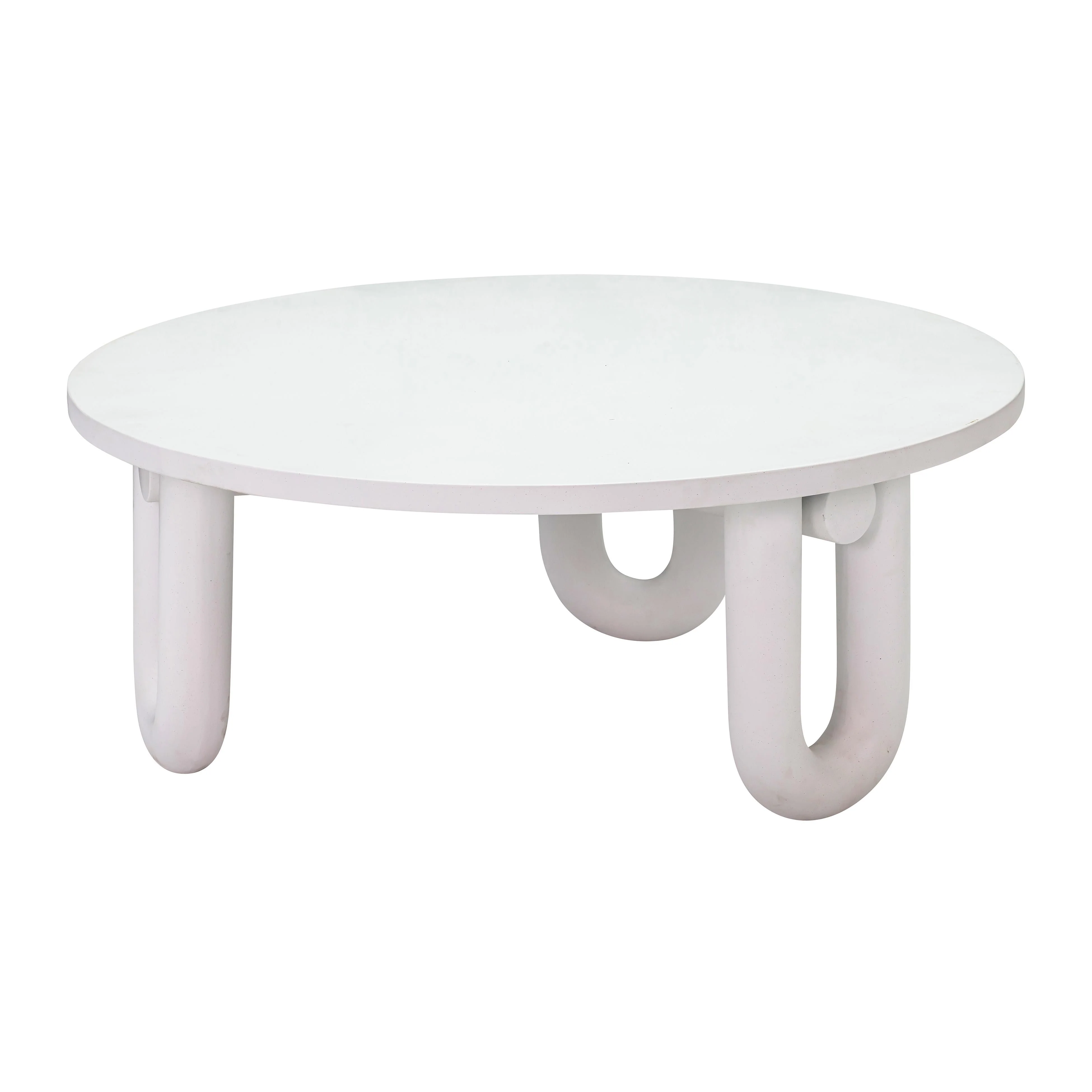 Tildy White Concrete Indoor / Outdoor Round Coffee Table - Image 4