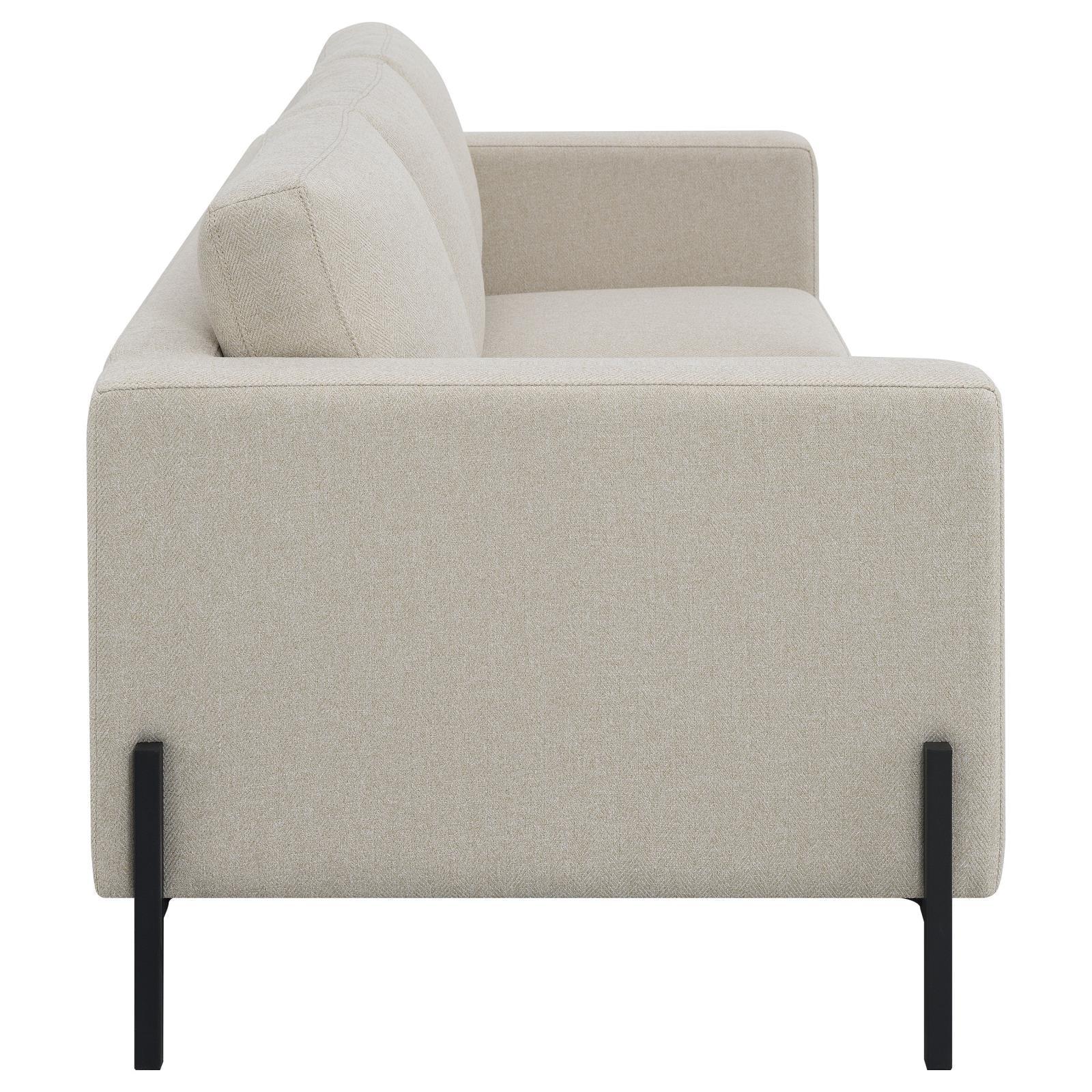 Tilly Oatmeal 2-piece Upholstered Track Arms Sofa Set - Image 5