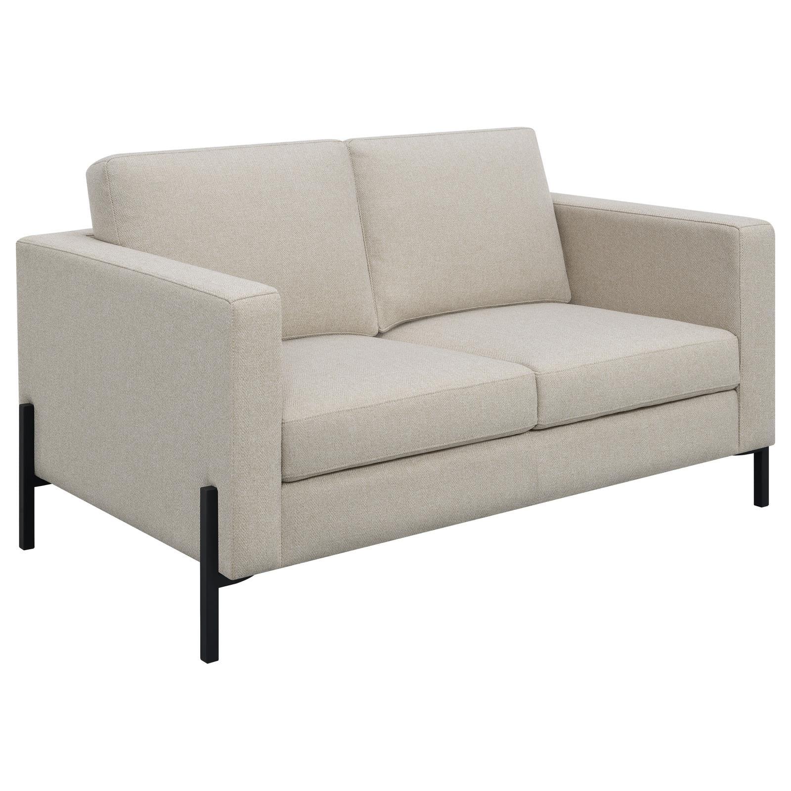 Tilly Oatmeal Upholstered Track Arms Loveseat - Image 2