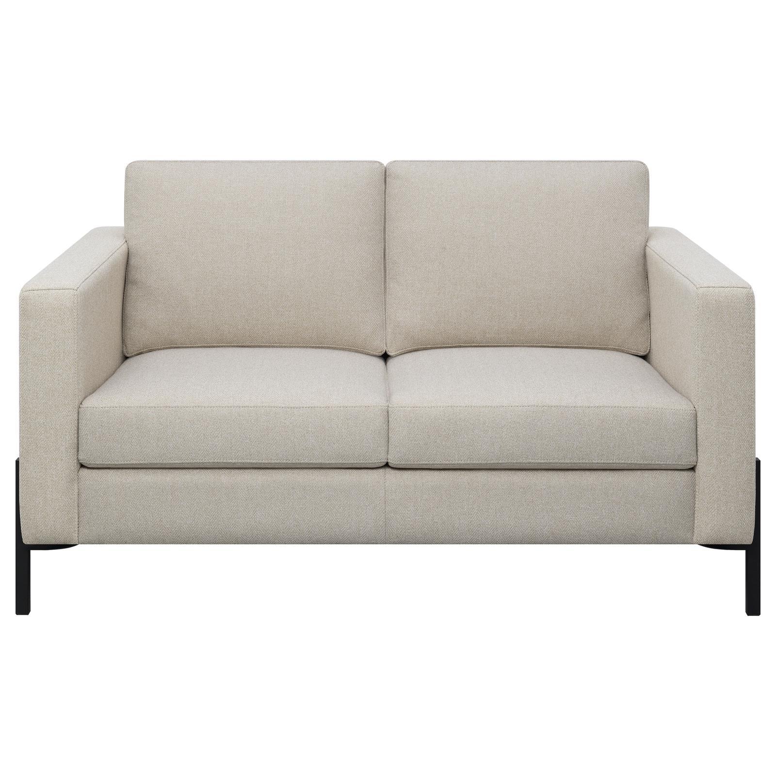 Tilly Oatmeal Upholstered Track Arms Loveseat - Image 4
